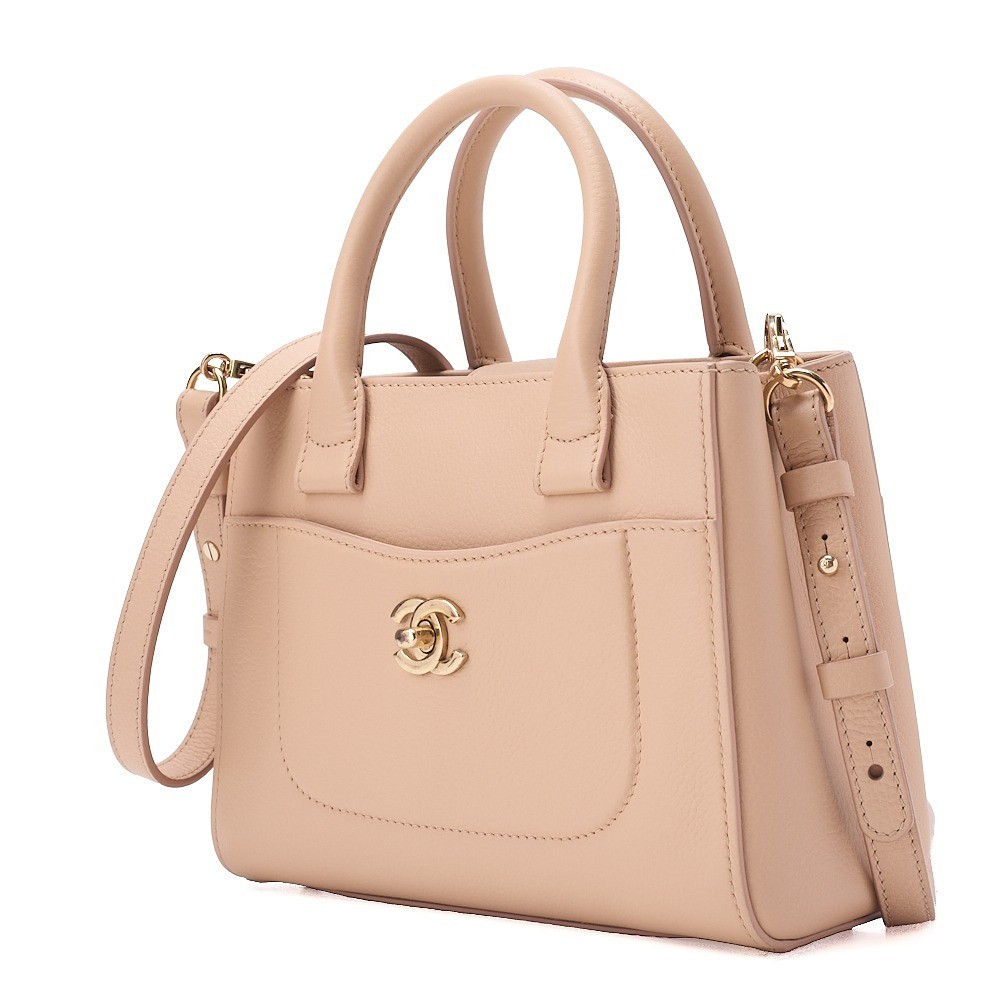 Caviar Skin Neo Executive 2-Way Handbag, Beige — view 4