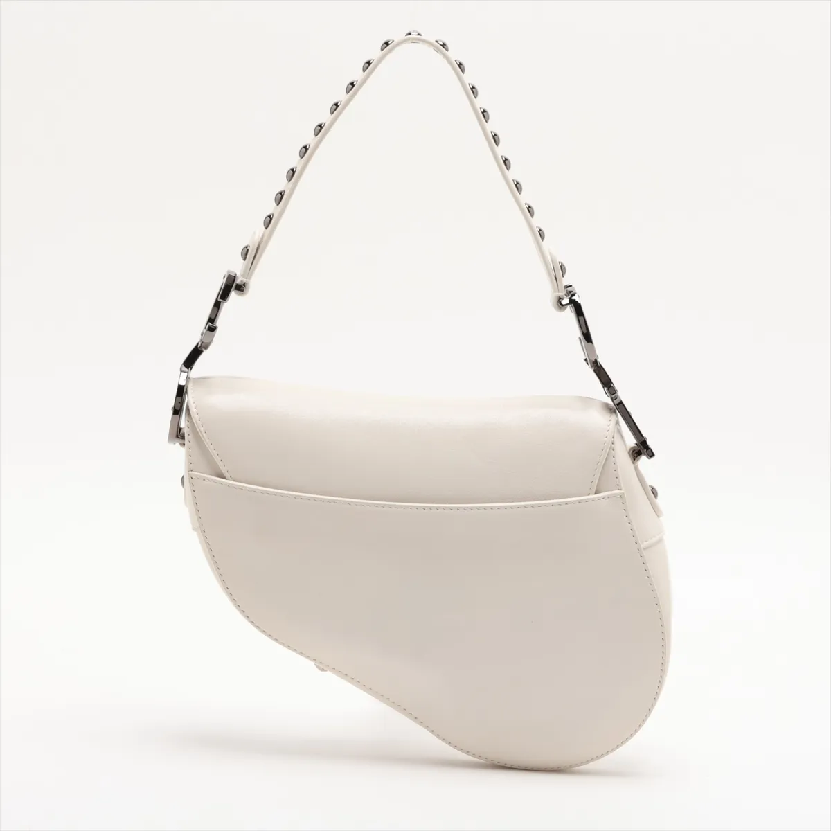 Saddle Leather x Studs 2-Way Handbag White (Includes 2 Guarantee Cards) — view 2