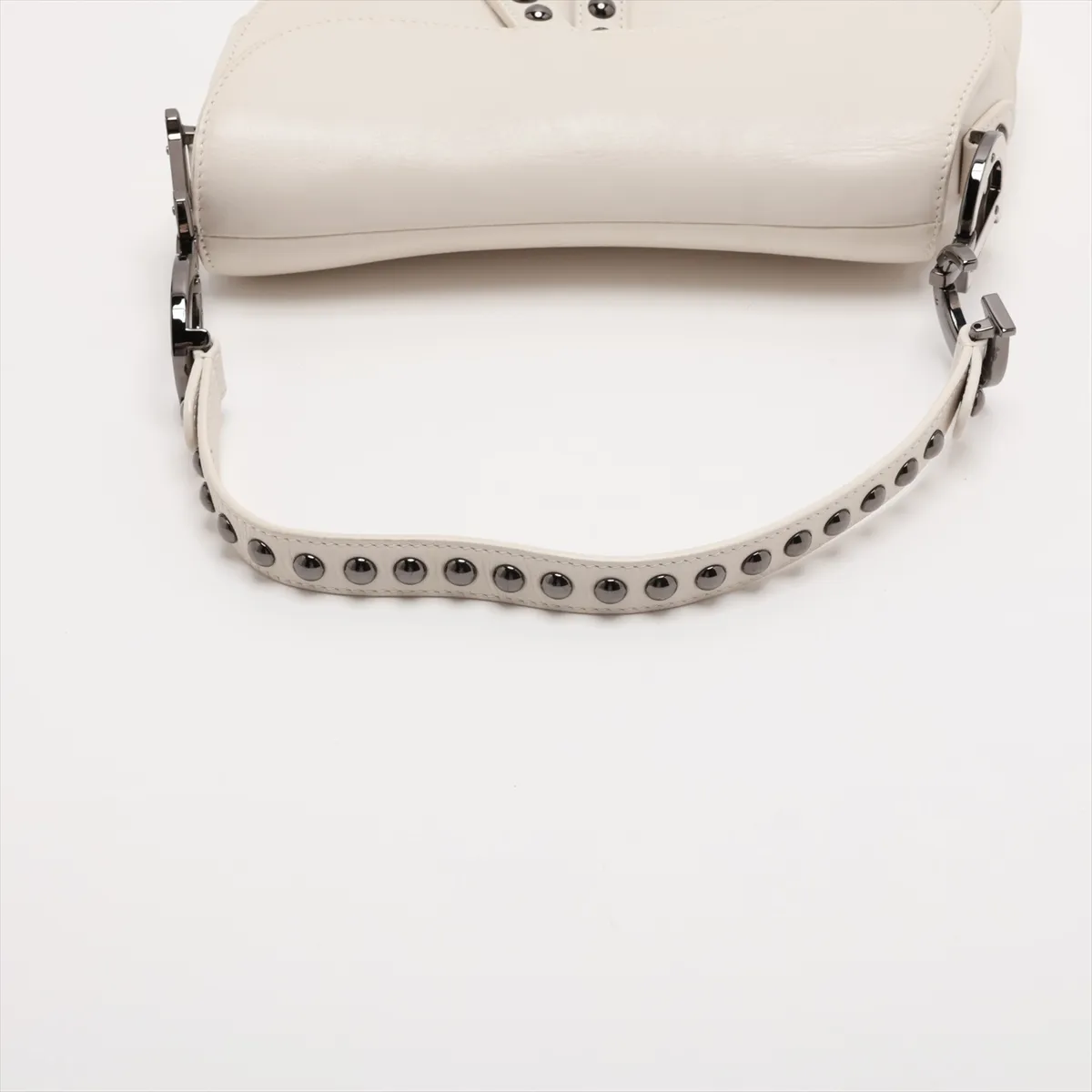 Saddle Leather x Studs 2-Way Handbag White (Includes 2 Guarantee Cards) — view 5