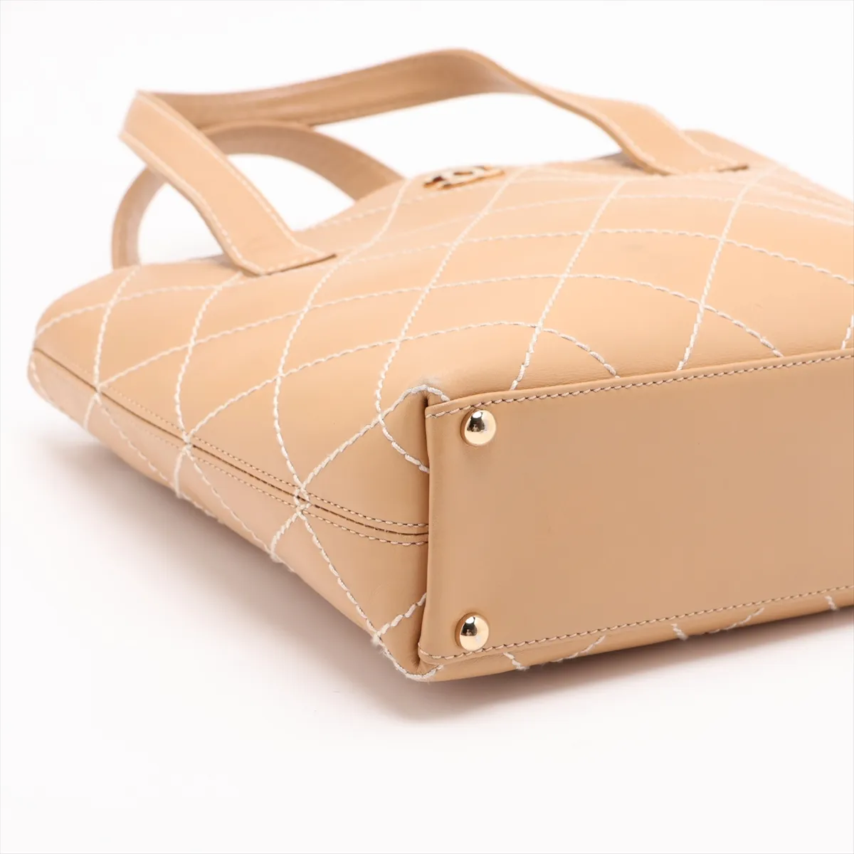 Wild Stitch Leather Tote Bag, Beige, Gold Hardware, 7522508, Series 7 — view 4