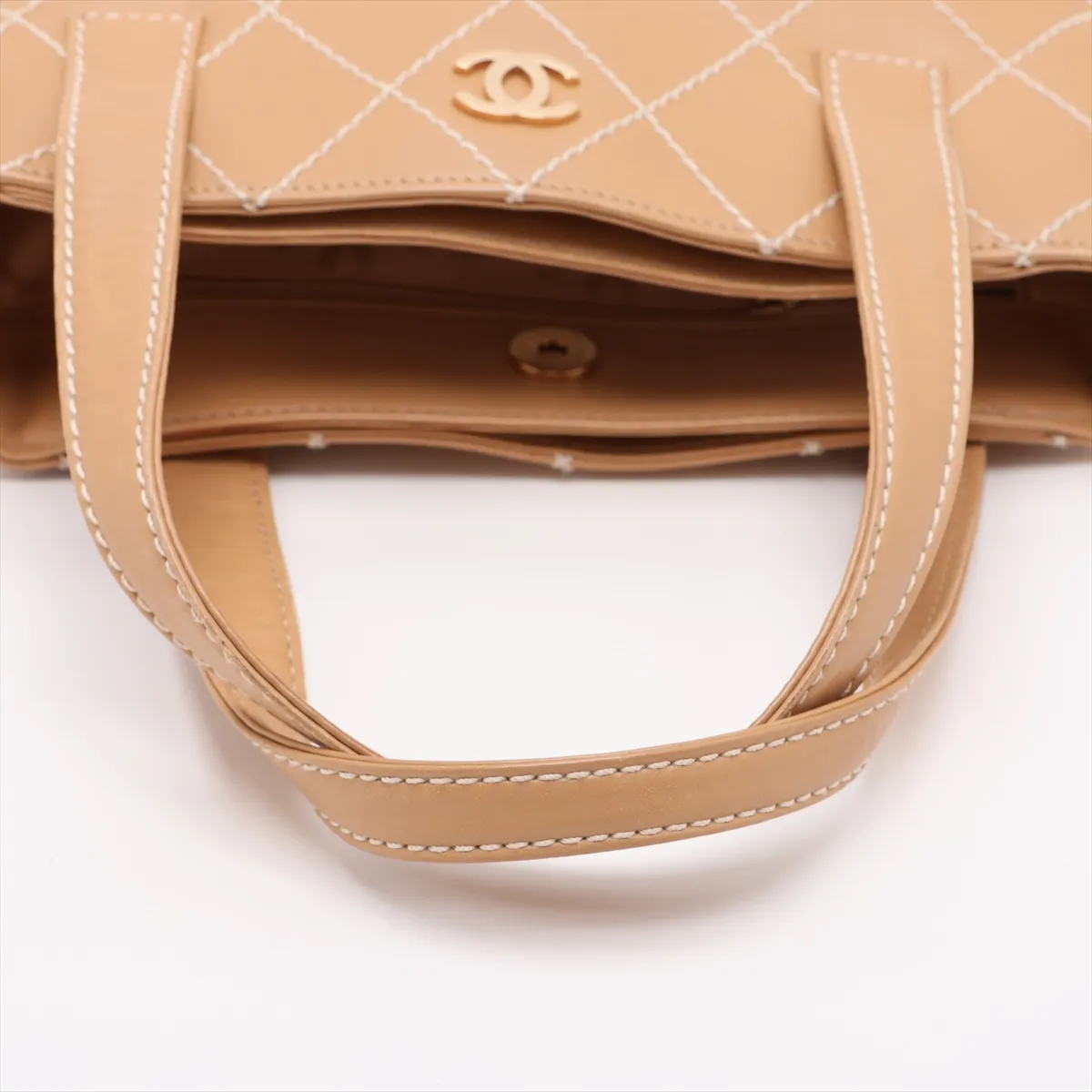 Wild Stitch Leather Tote Bag, Beige, Gold Hardware, 7522508, Series 7 — view 5