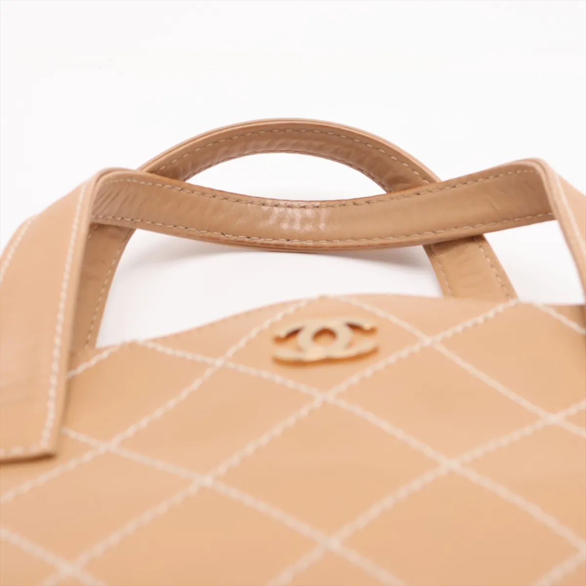 Wild Stitch Leather Tote Bag, Beige, Gold Hardware, 7522508, Series 7 — view 6