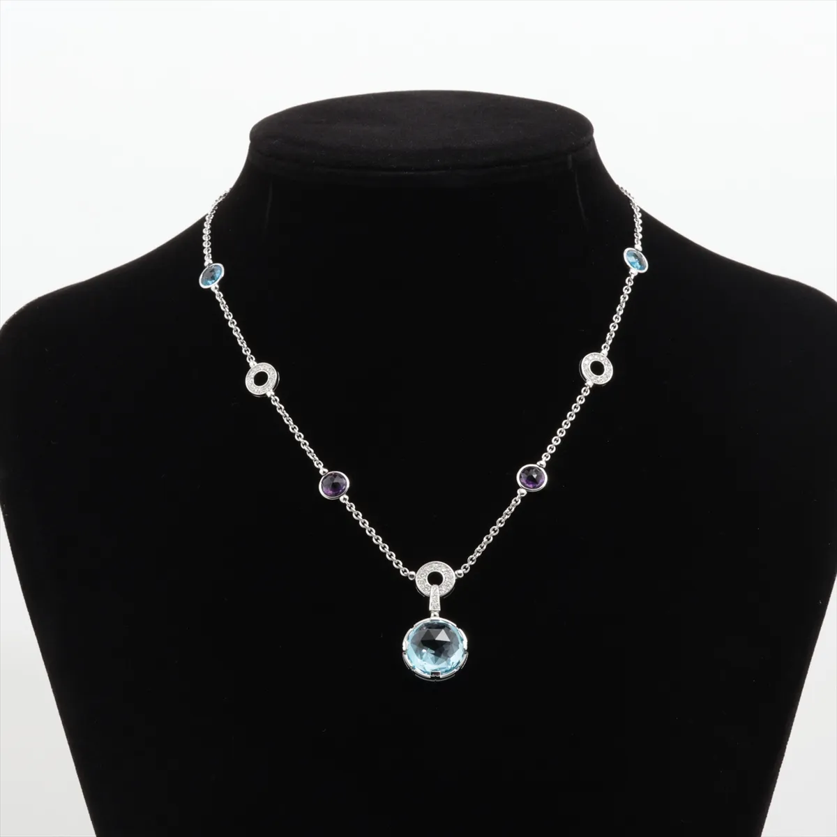 Parentesi Cocktail Amethyst Blue Topaz Necklace 750 (WG) 23.3g (Stone chipped, — view 6