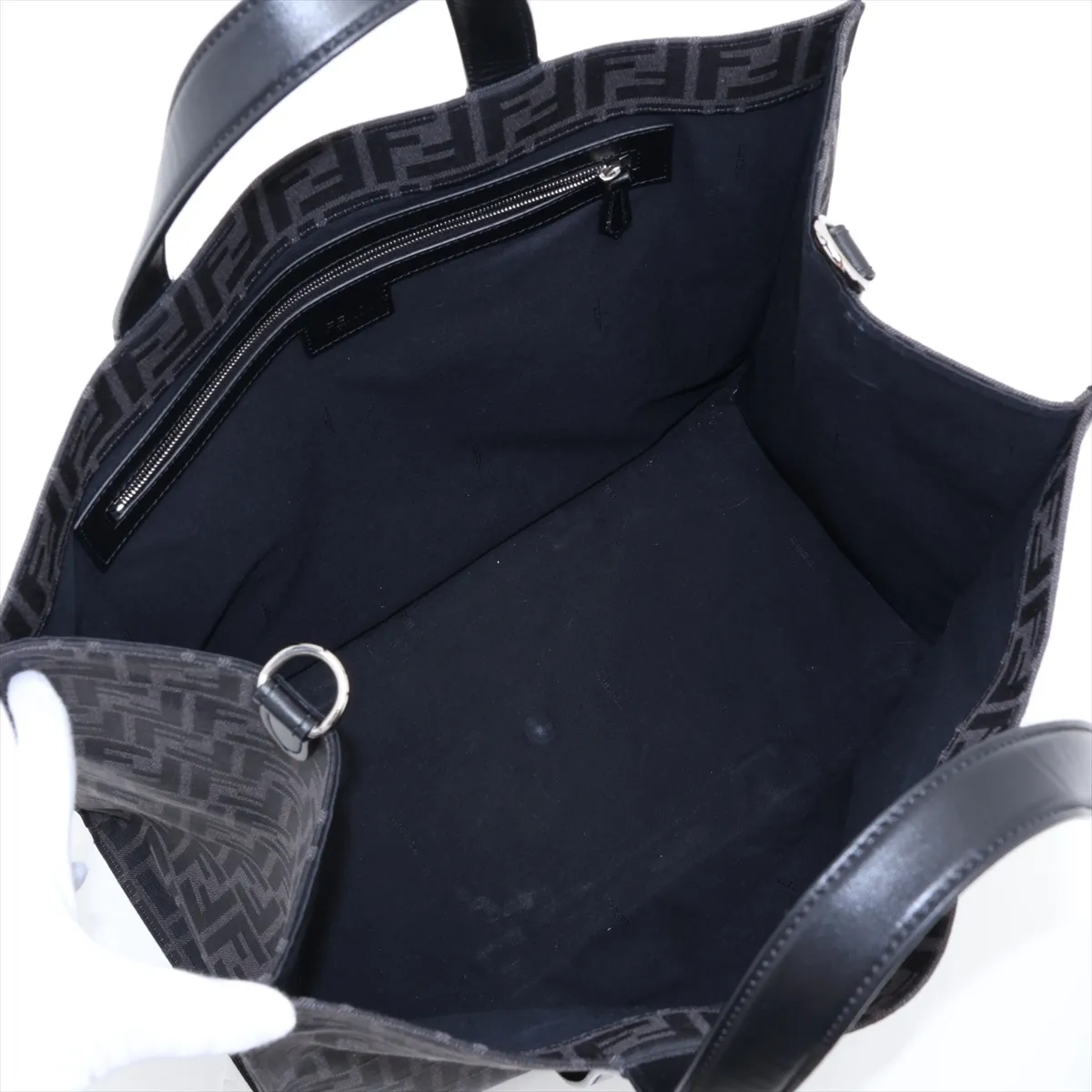 Zucca 7VA390 Canvas x Leather 2-Way Tote Bag, Black — view 8