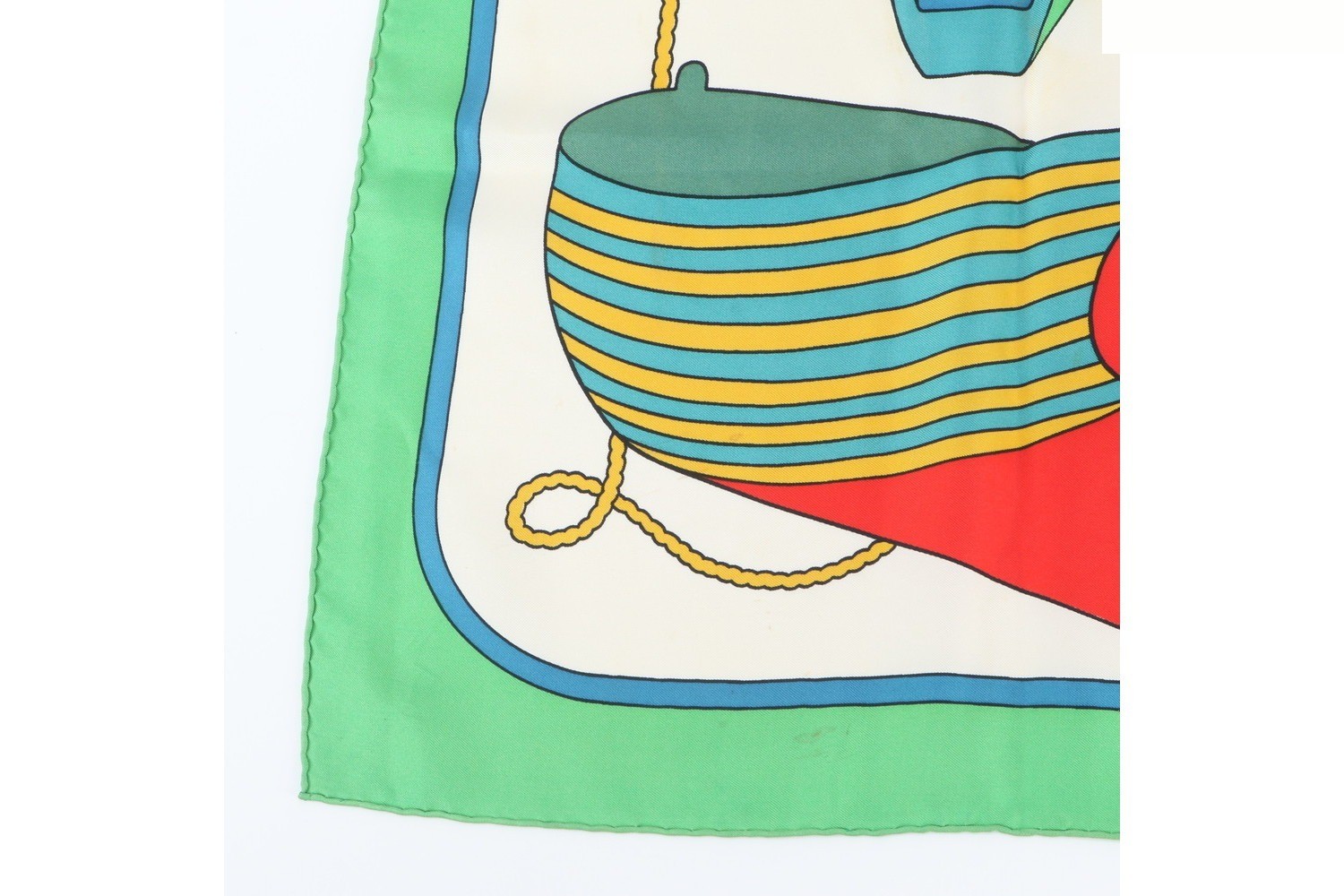 Tag attached Carre 90 THALASSA Sea Boat 100% Silk Scarf — view 4