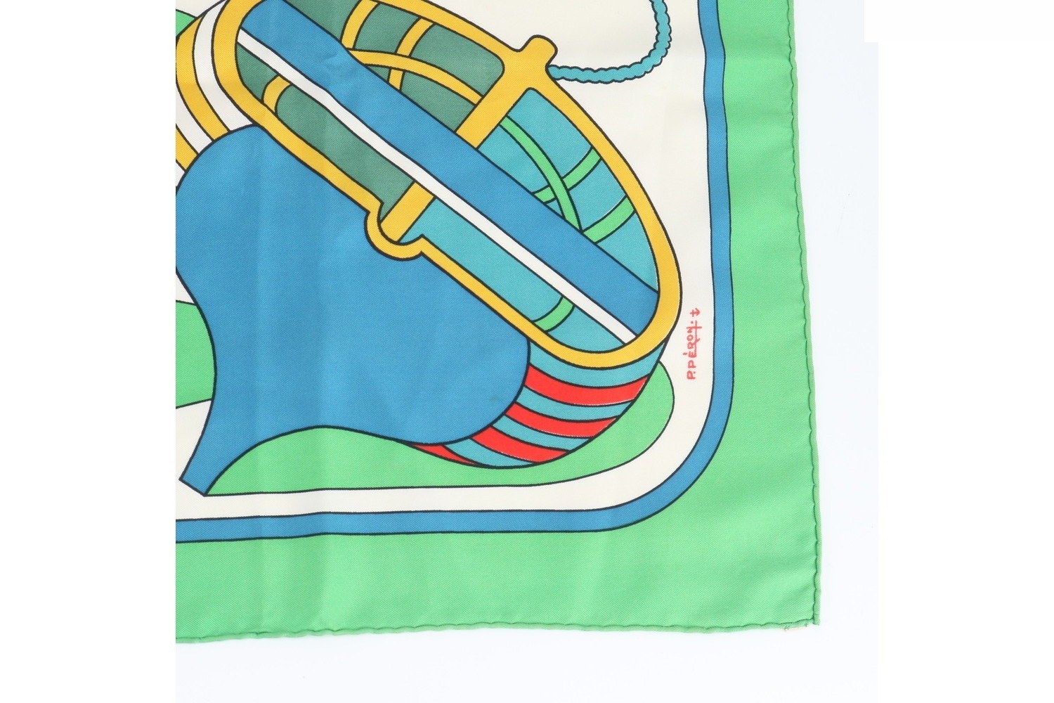 Tag attached Carre 90 THALASSA Sea Boat 100% Silk Scarf — view 5