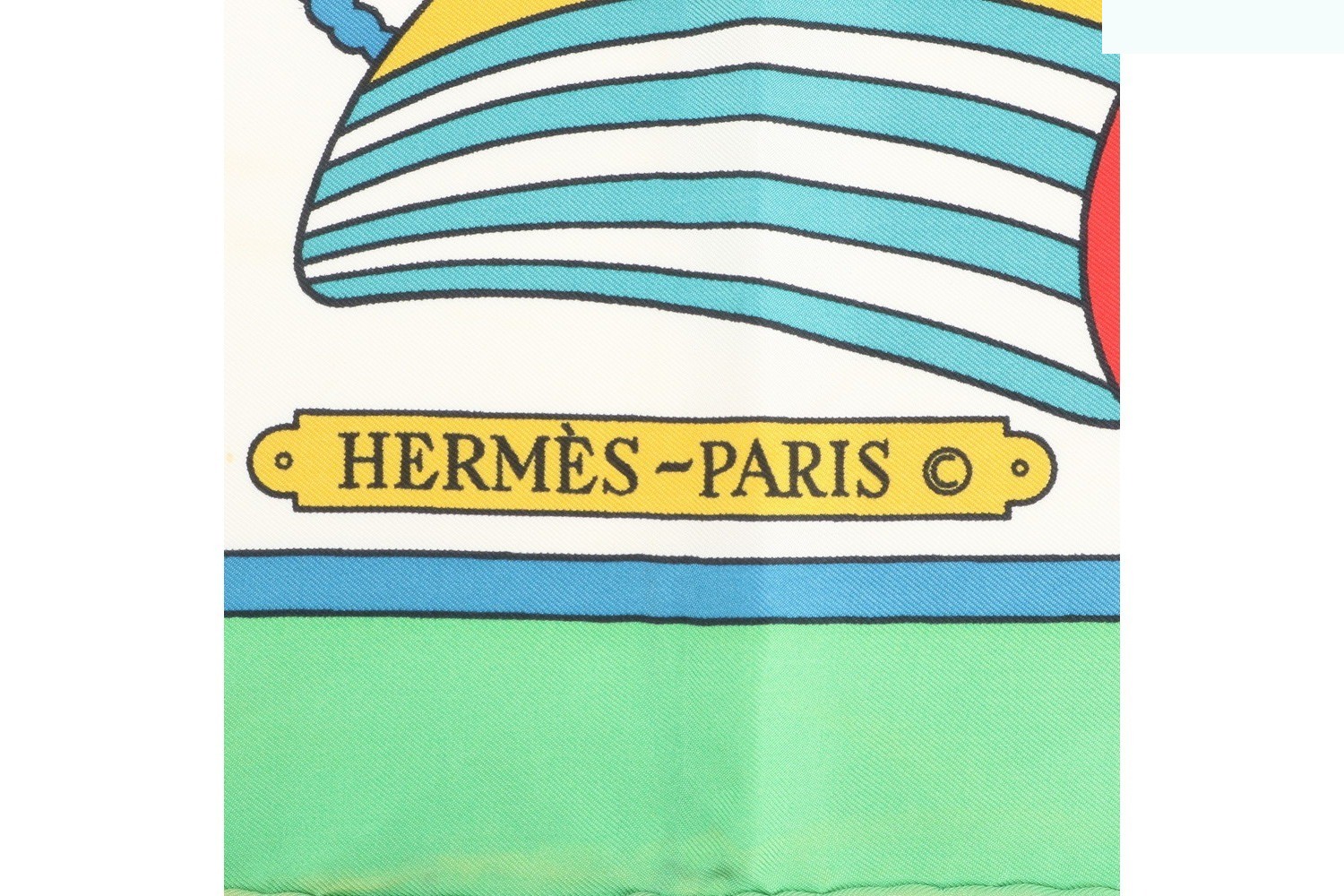 Tag attached Carre 90 THALASSA Sea Boat 100% Silk Scarf — view 8