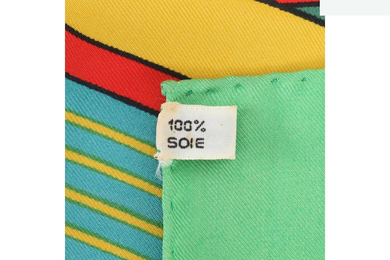 Tag attached Carre 90 THALASSA Sea Boat 100% Silk Scarf — view 9