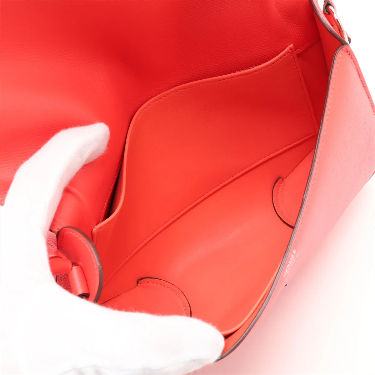 Hermès Cherche Midi, Veau Epsom, Rouge Pivoine, Silver Hardware, X: 2016 — view 6