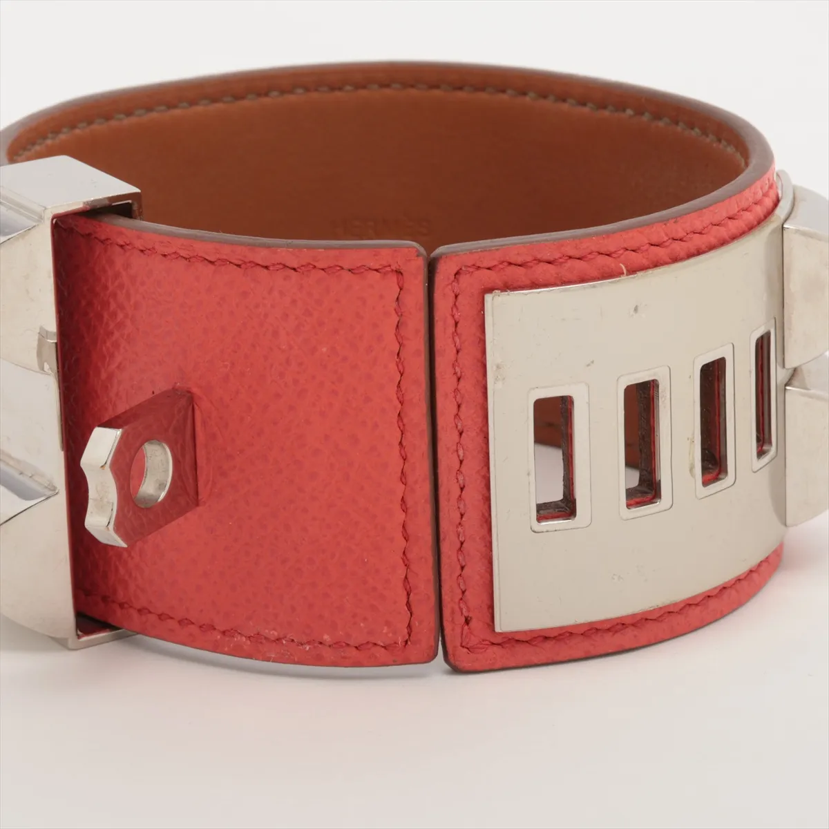 Coriedossian T-stamped: 2015 Bracelet S Leather Red x Silver Out of shape — view 5
