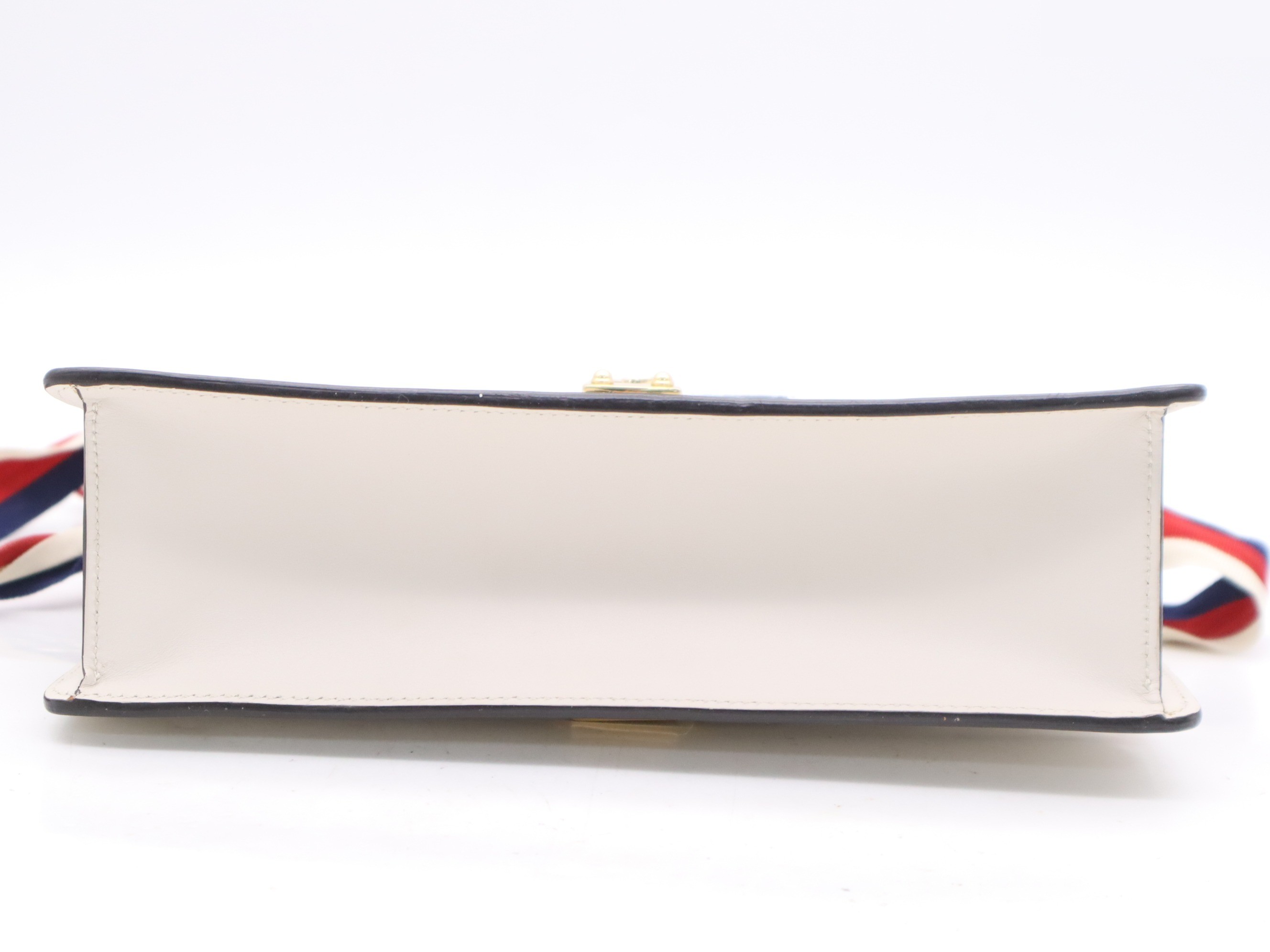 Leather Sylvie Sherry Shoulder Bag, White, Gold Hardware — view 4