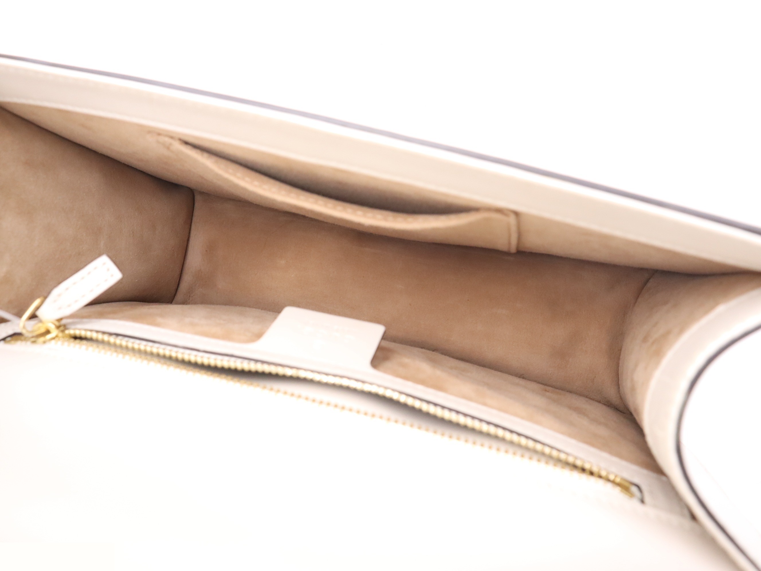 Leather Sylvie Sherry Shoulder Bag, White, Gold Hardware — view 7