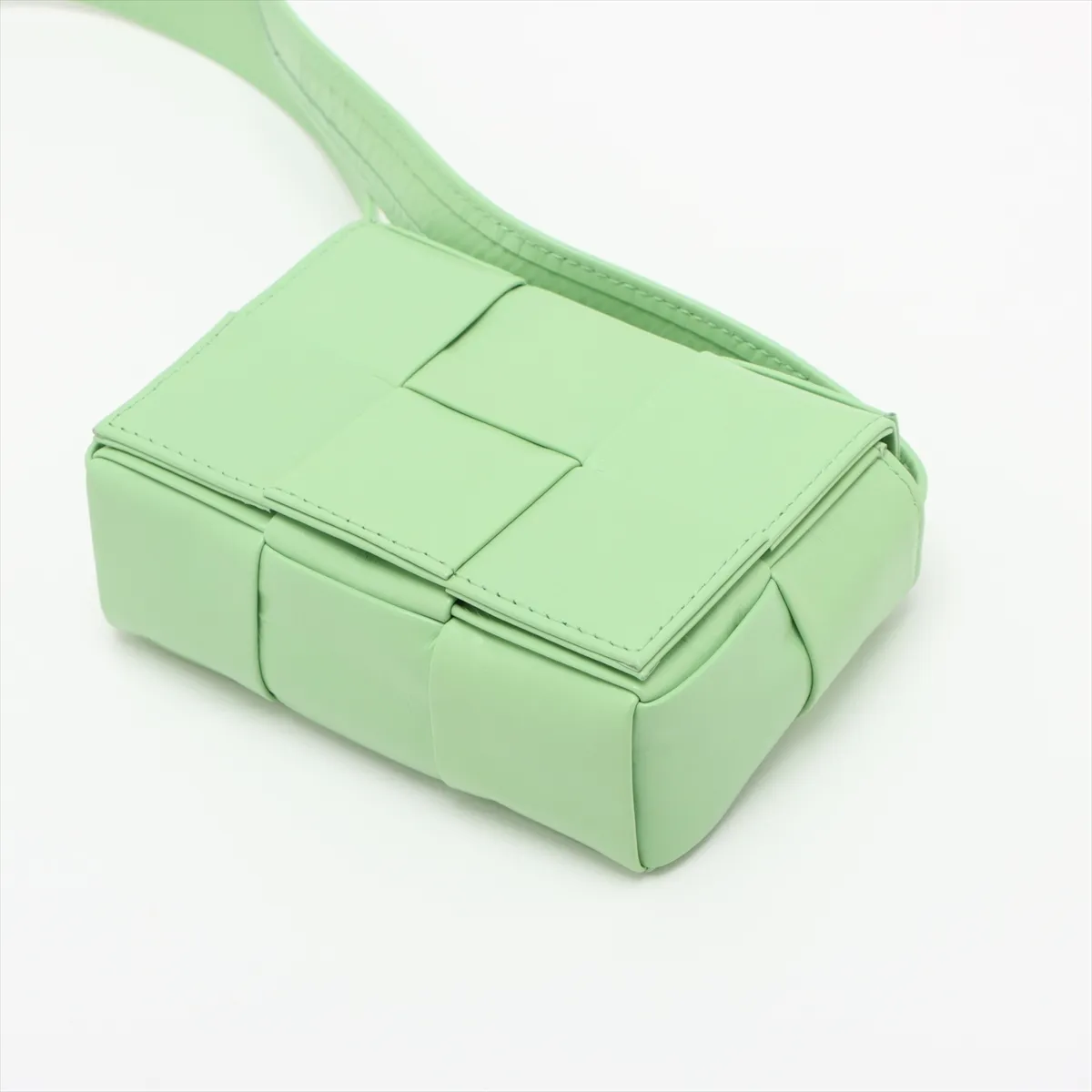 Maxi Intrecciato Candy Cassette Leather Shoulder Bag, Green — view 3