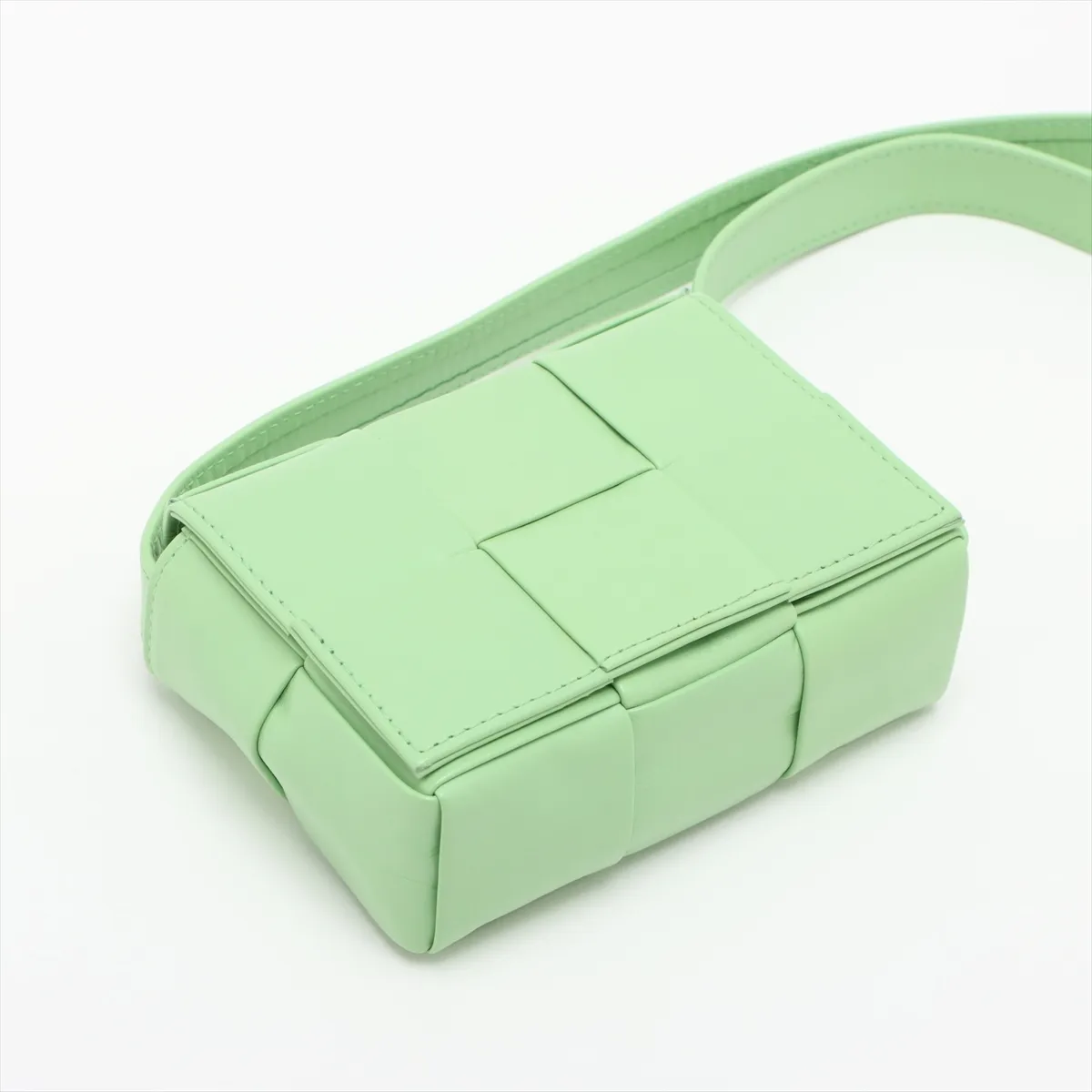 Maxi Intrecciato Candy Cassette Leather Shoulder Bag, Green — view 4