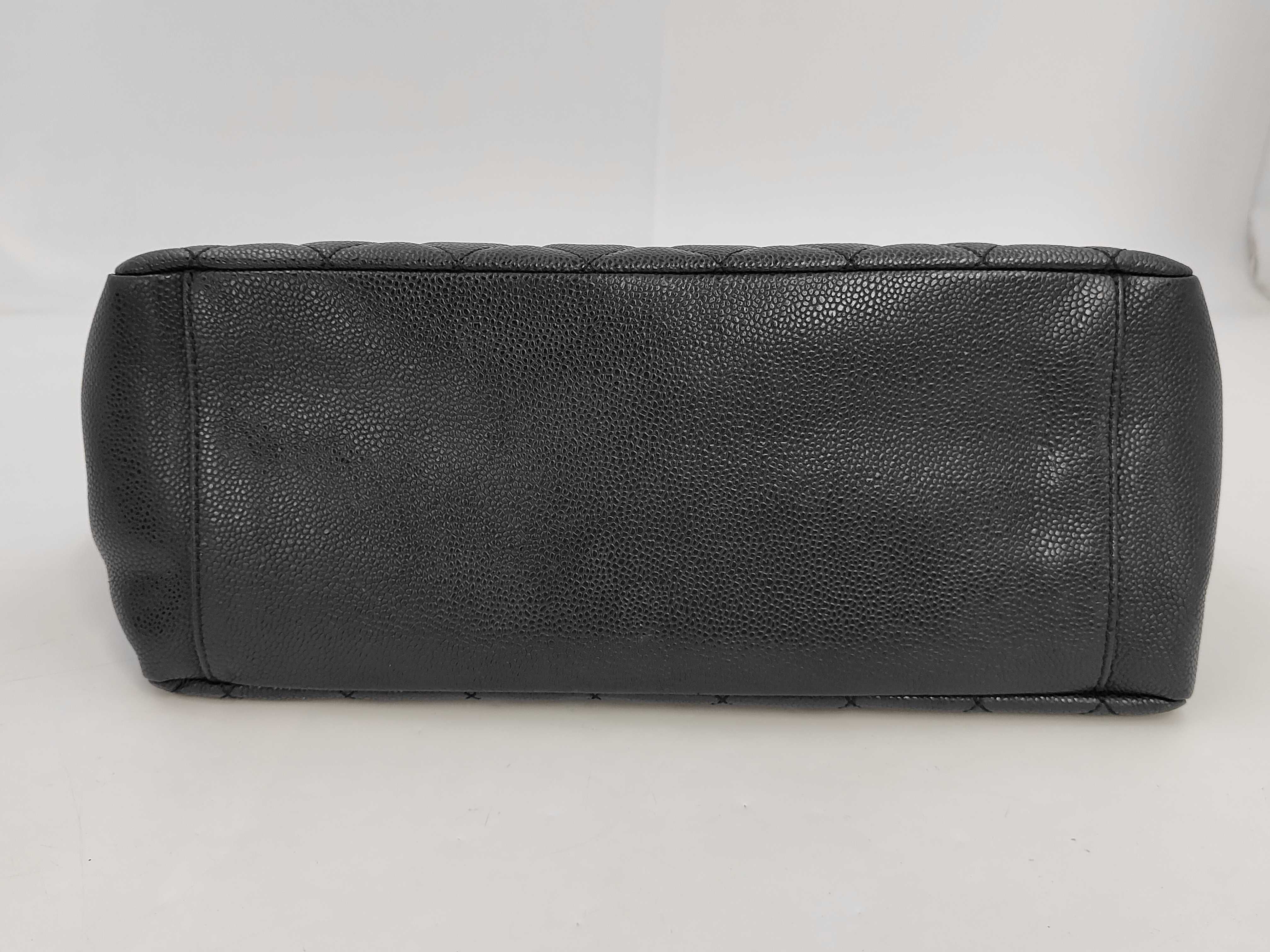 GST Caviar Leather Tote Bag with Chain, Serial Number 14 (with original seal), Black Leather Tote Bag — view 4