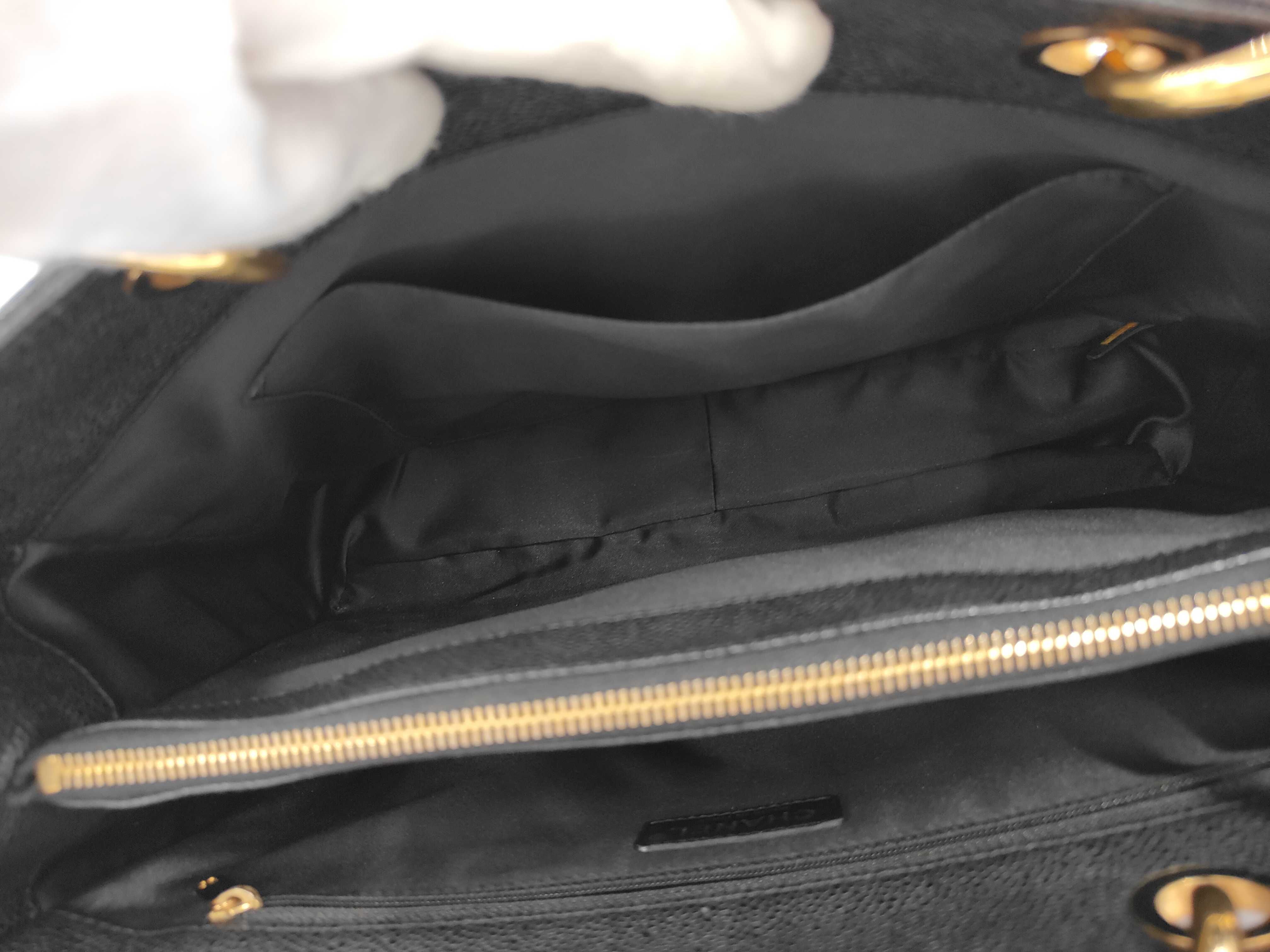 GST Caviar Leather Tote Bag with Chain, Serial Number 14 (with original seal), Black Leather Tote Bag — view 8