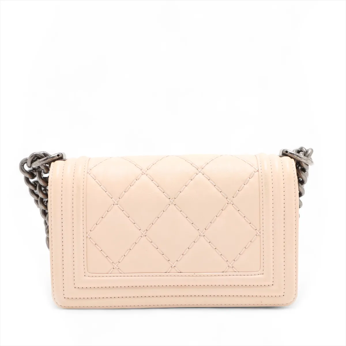 Boy Chanel 20 Small Lambskin Chain Shoulder Bag Beige Gunmetallic Hardware 18770162 18th Series A67085 — view 2