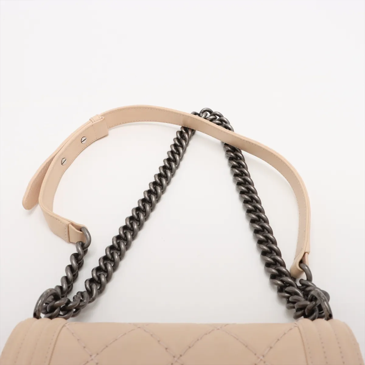 Boy Chanel 20 Small Lambskin Chain Shoulder Bag Beige Gunmetallic Hardware 18770162 18th Series A67085 — view 6
