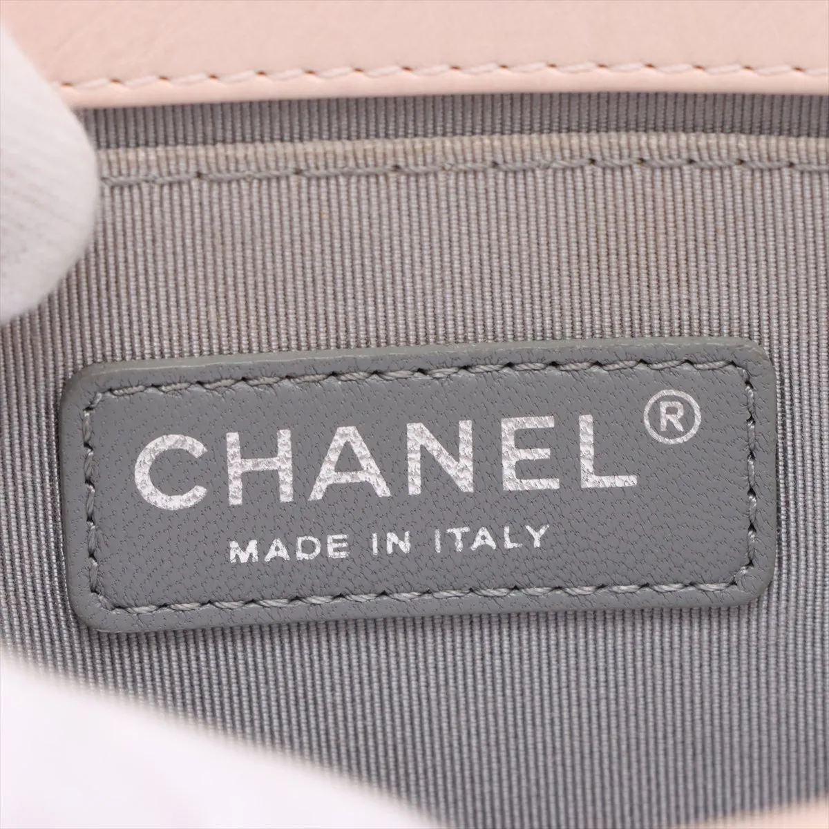 Boy Chanel 20 Small Lambskin Chain Shoulder Bag Beige Gunmetallic Hardware 18770162 18th Series A67085 — view 9