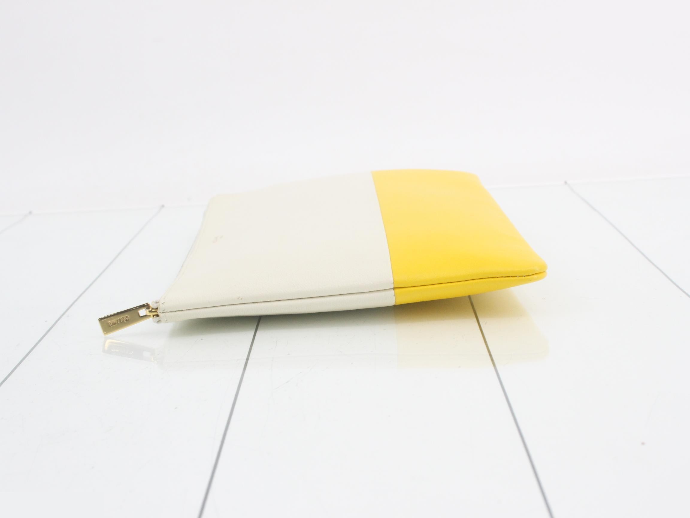 Two-tone leather document pouch, white x yellow — view 4