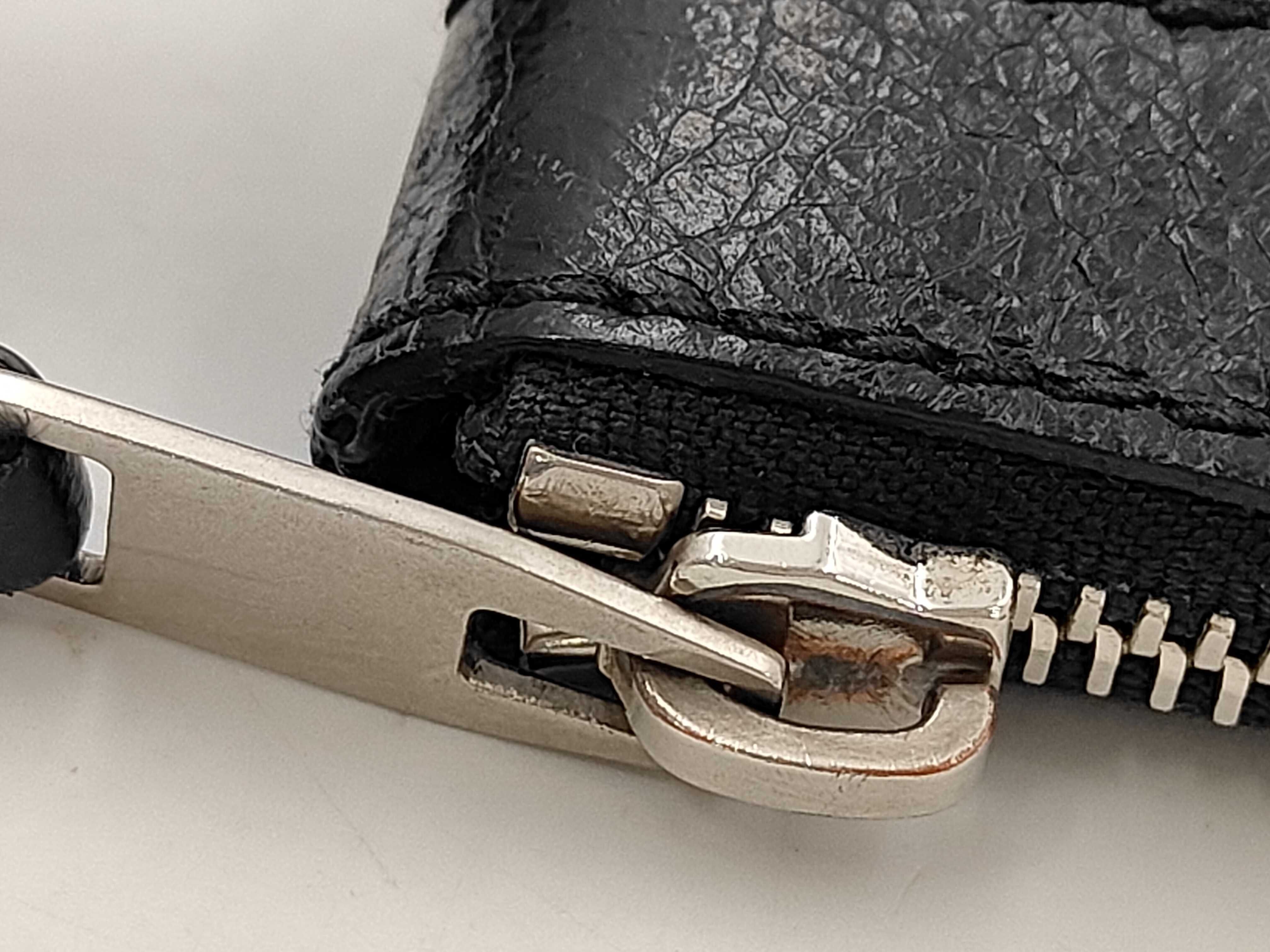 Classic Motorcycle Clip Leather Clutch Bag Black — view 5