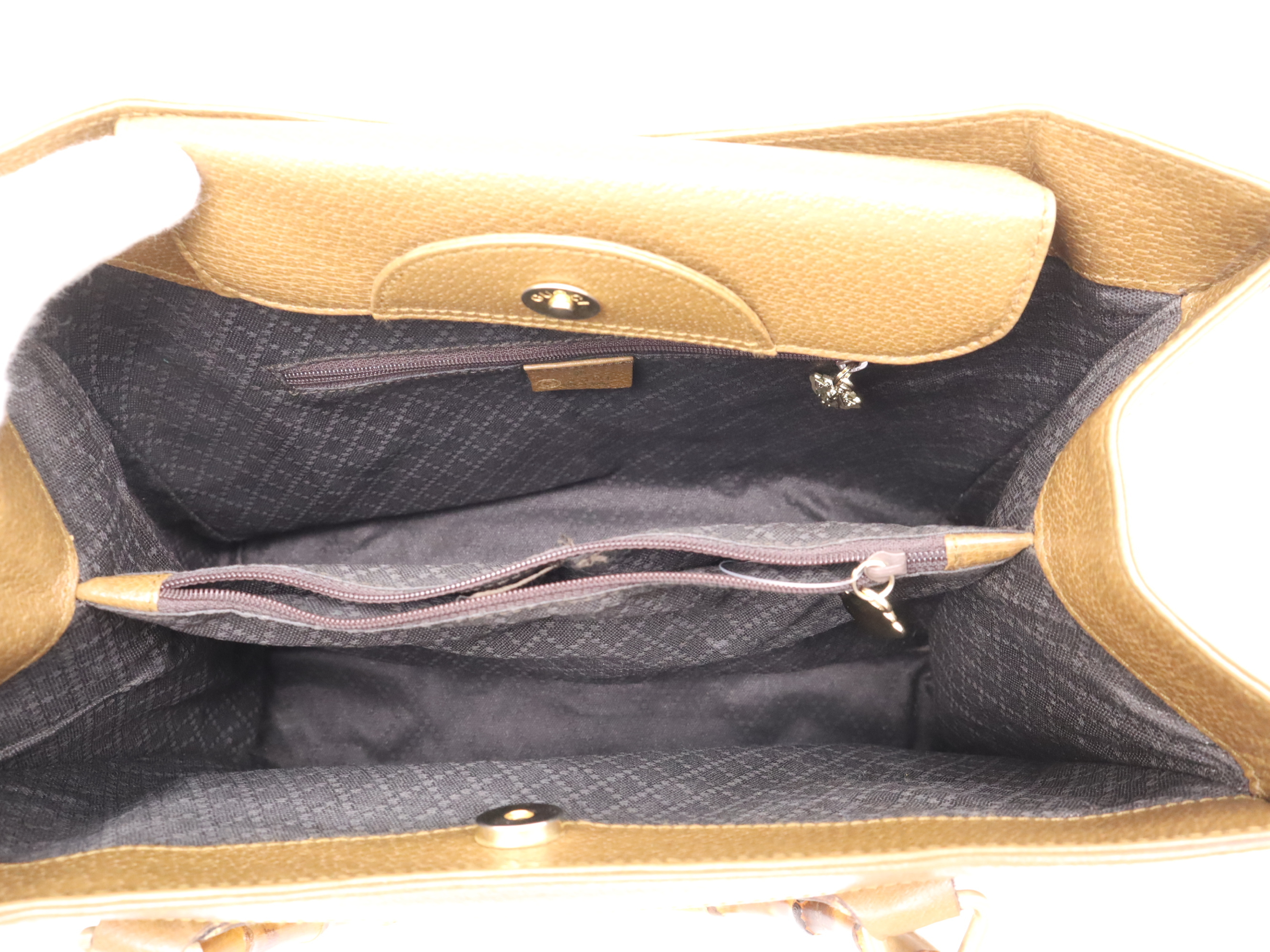 002.0260Leather Bamboo Handle Tote Bag Brown Tote Bag — view 12