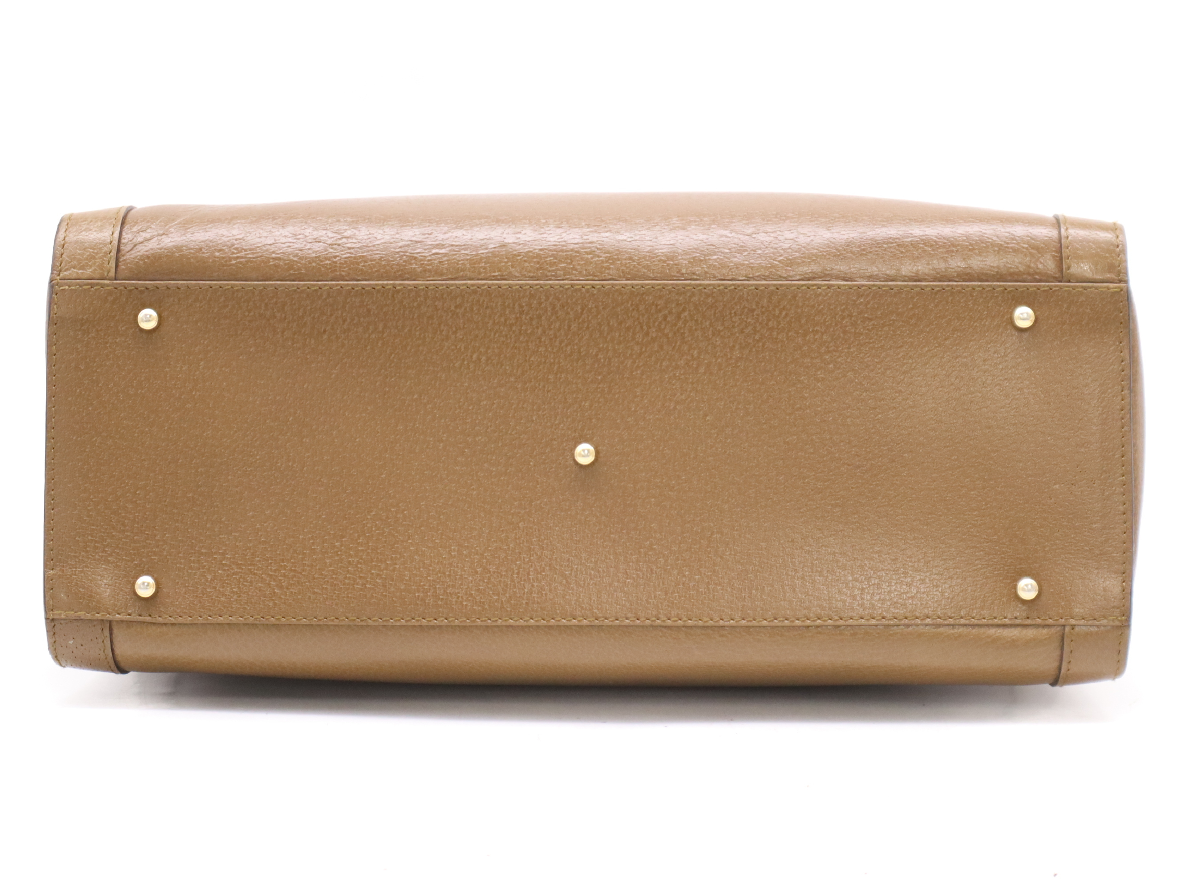 002.0260Leather Bamboo Handle Tote Bag Brown Tote Bag — view 4