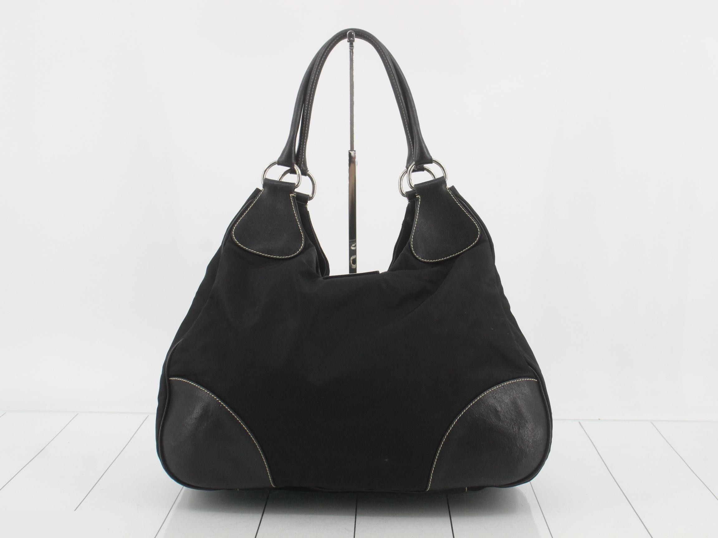 Nylon and leather combination handbag, with dust bag. — view 2