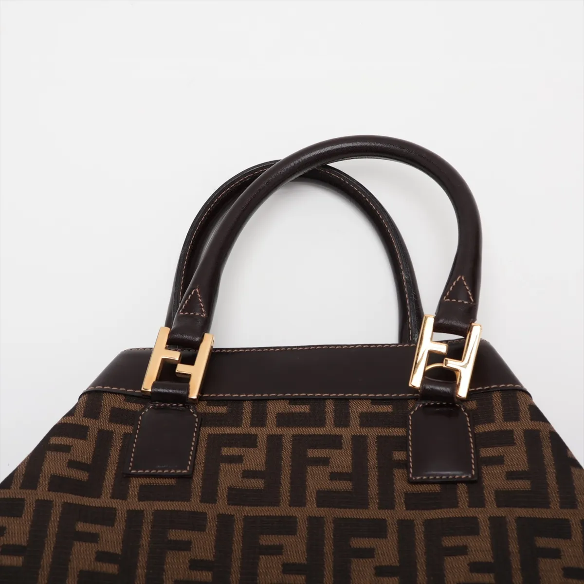 Zucca 15385 Canvas x Leather 2-Way Handbag Brown — view 6