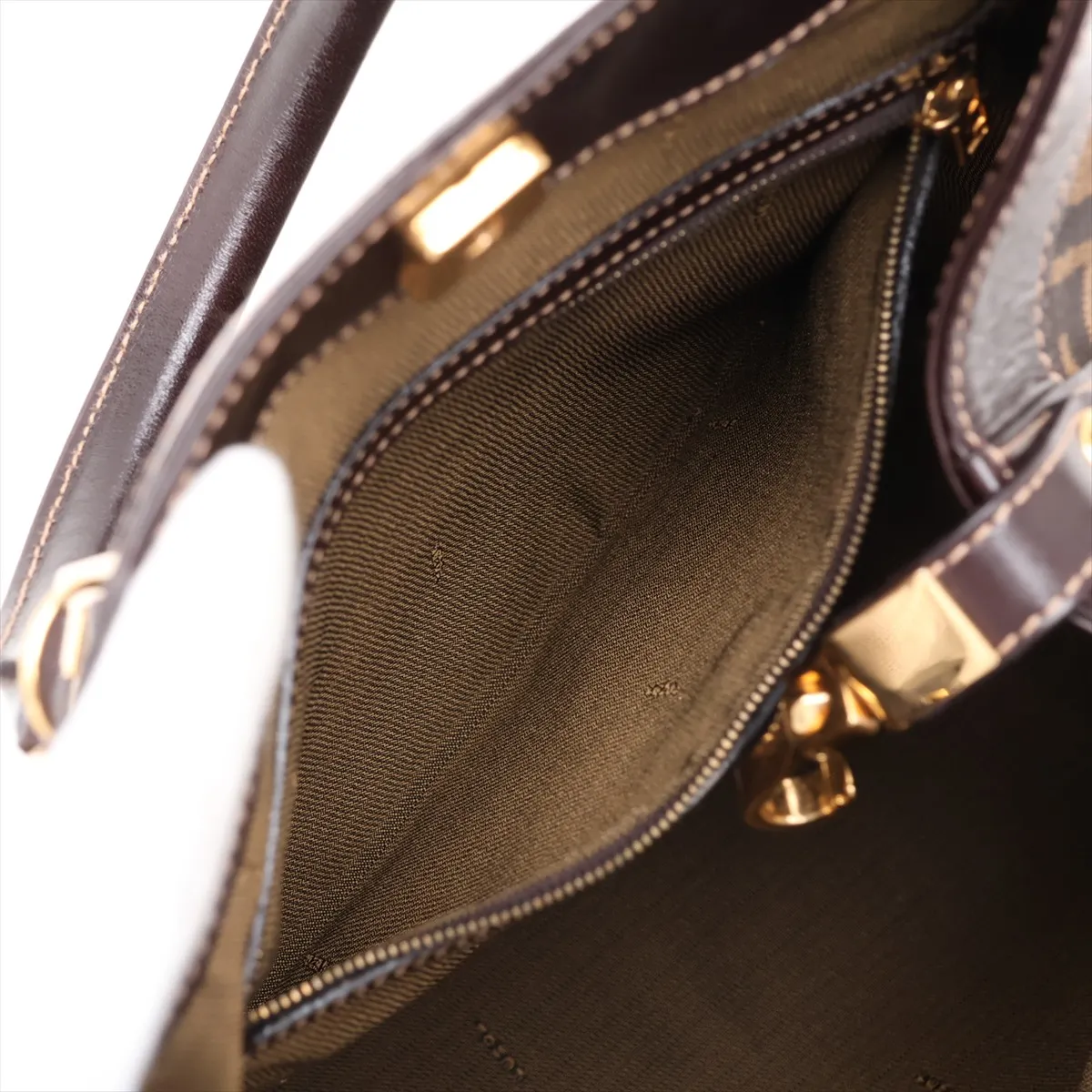 Zucca 15385 Canvas x Leather 2-Way Handbag Brown — view 9