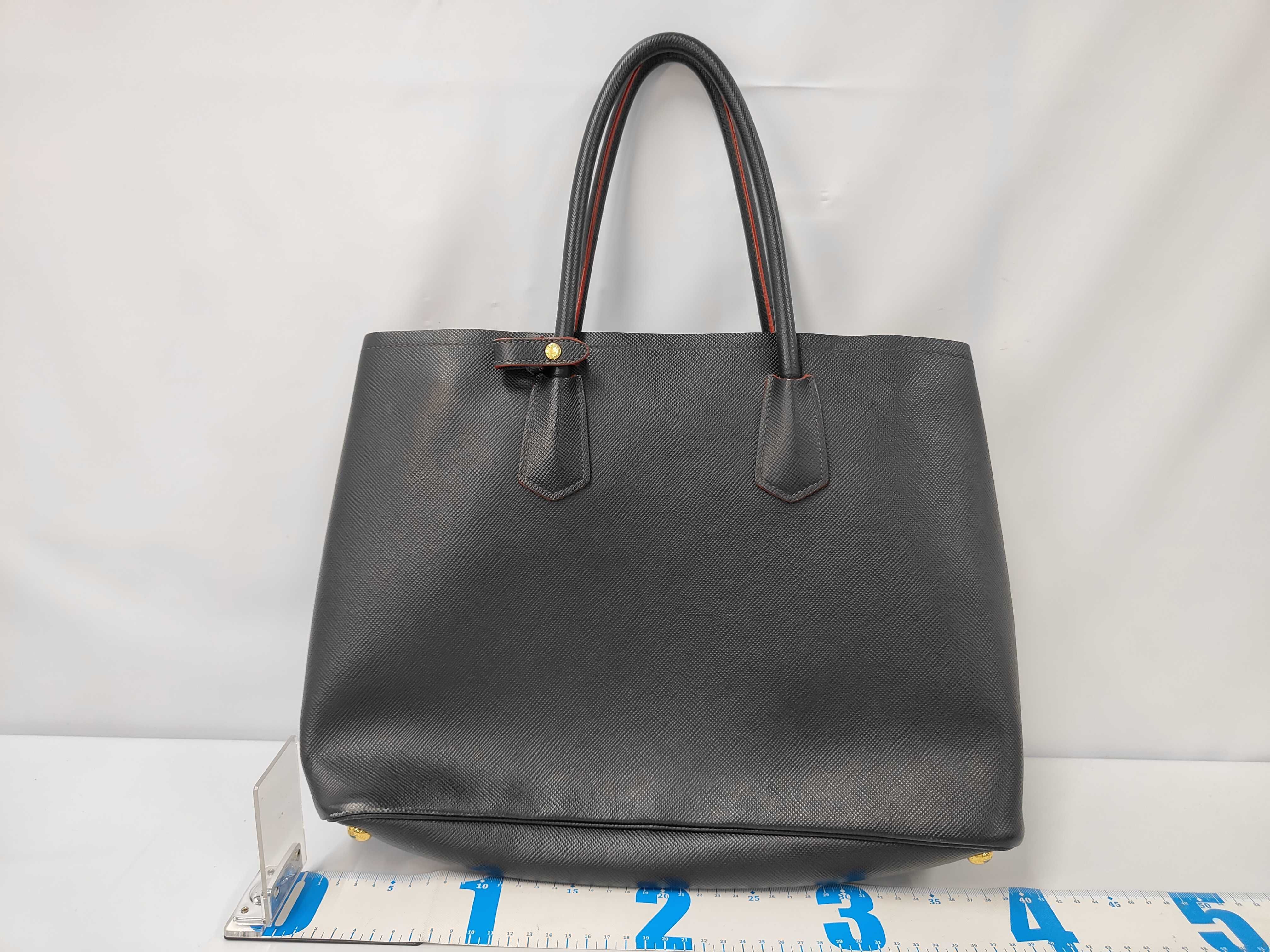 Saffiano Double Large Tote Bag, Leather, Black Tote Bag — view 2