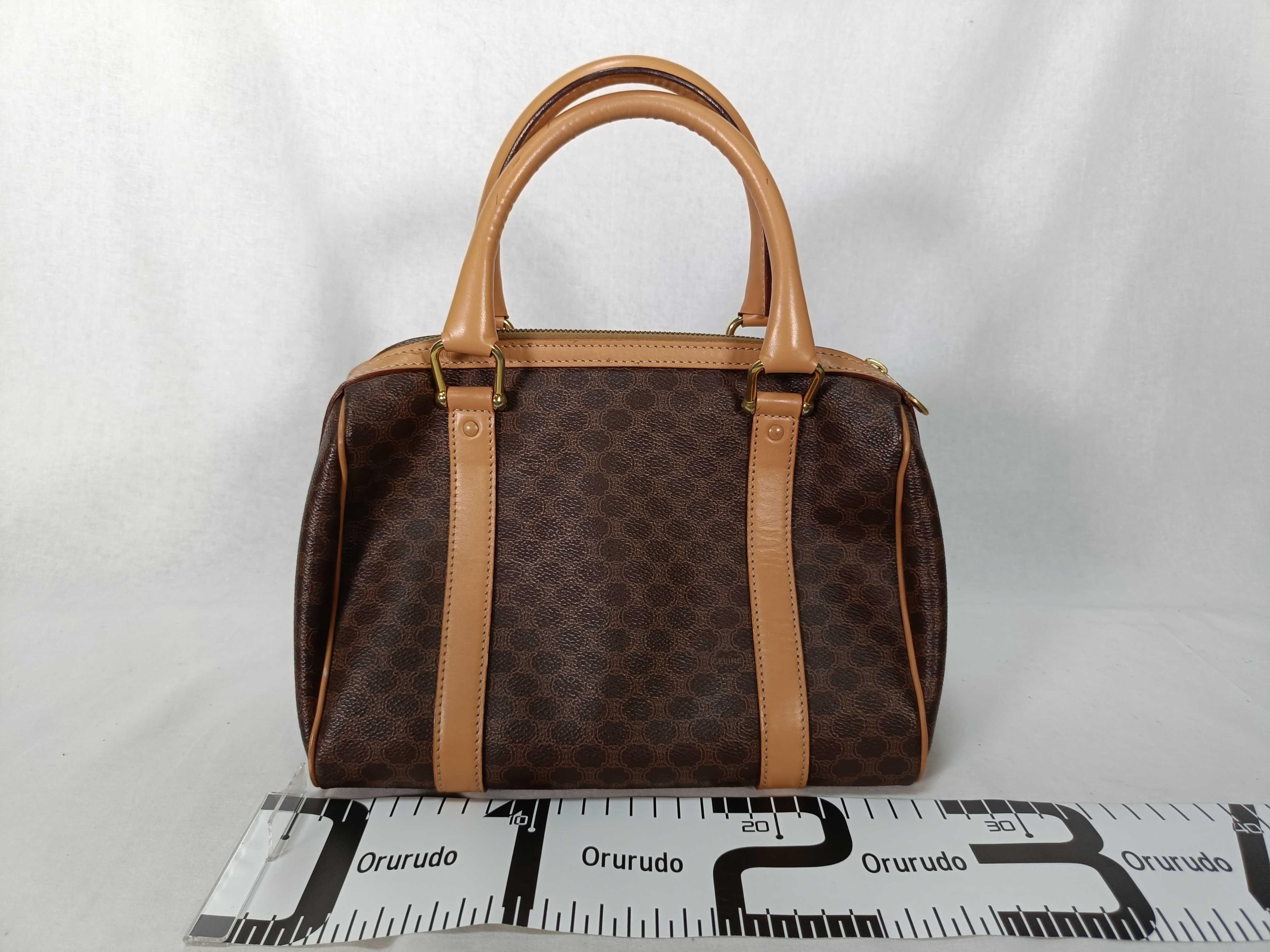 M13 Celine Handbag Mini Boston Brown Macadam Handbag — view 2