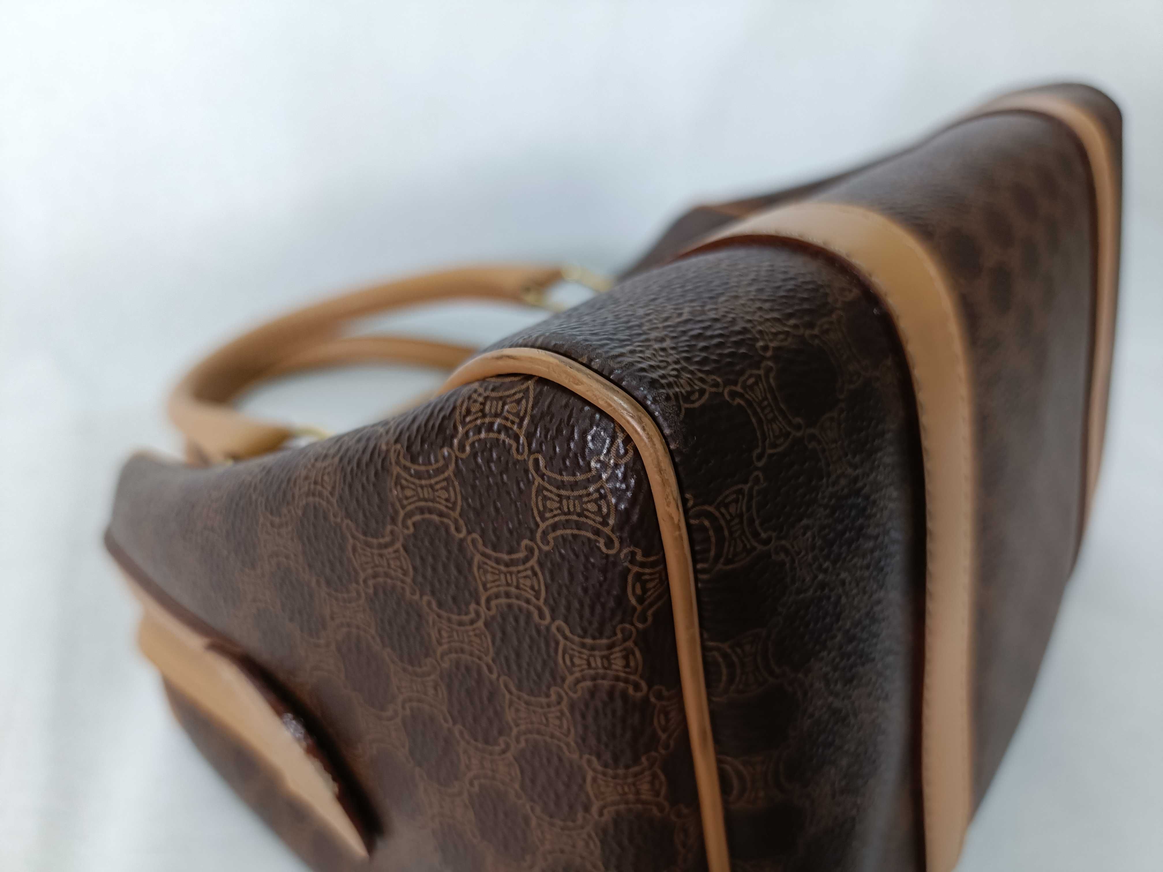 M13 Celine Handbag Mini Boston Brown Macadam Handbag — view 4