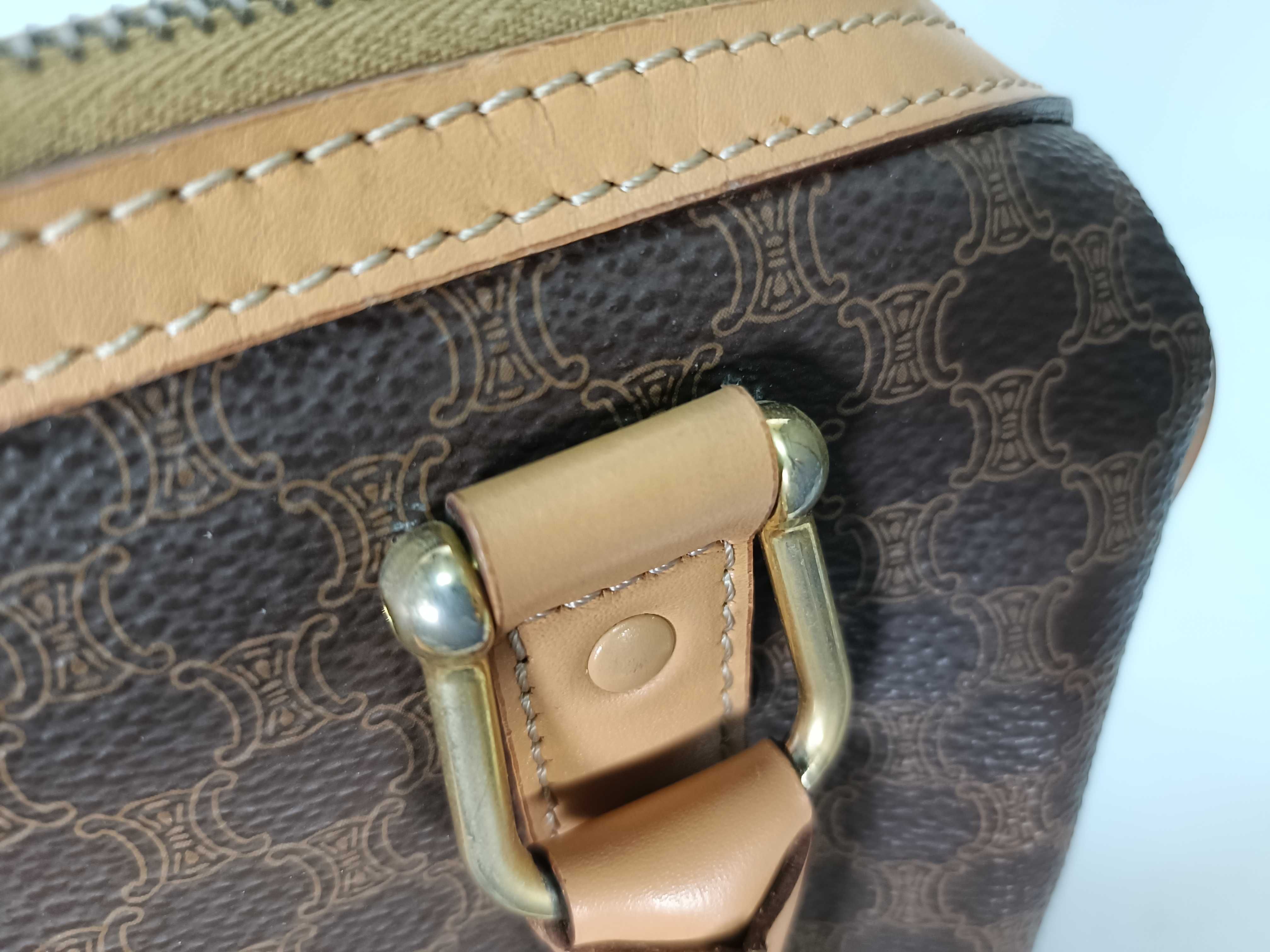 M13 Celine Handbag Mini Boston Brown Macadam Handbag — view 7