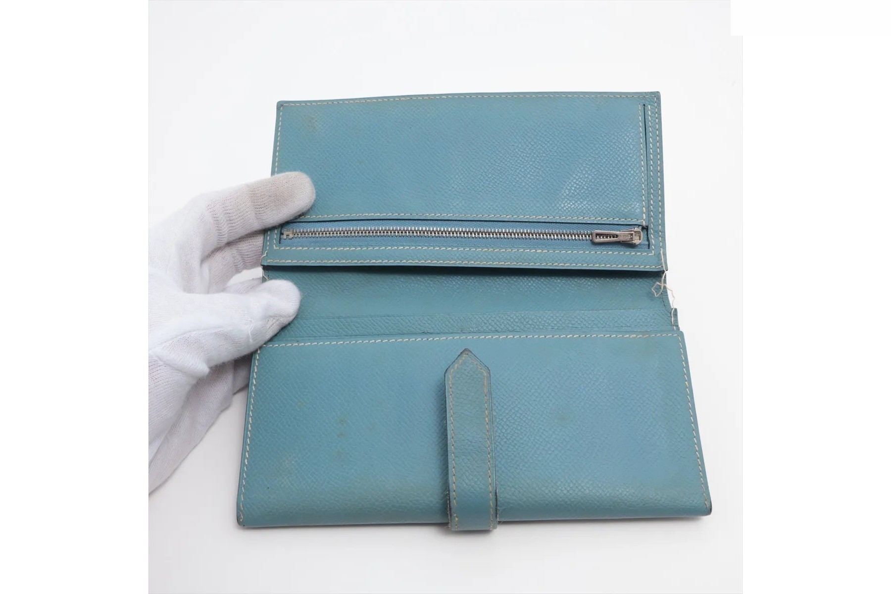 K stamp 2PLIS Bearn Dupli leather long wallet trifold — view 3
