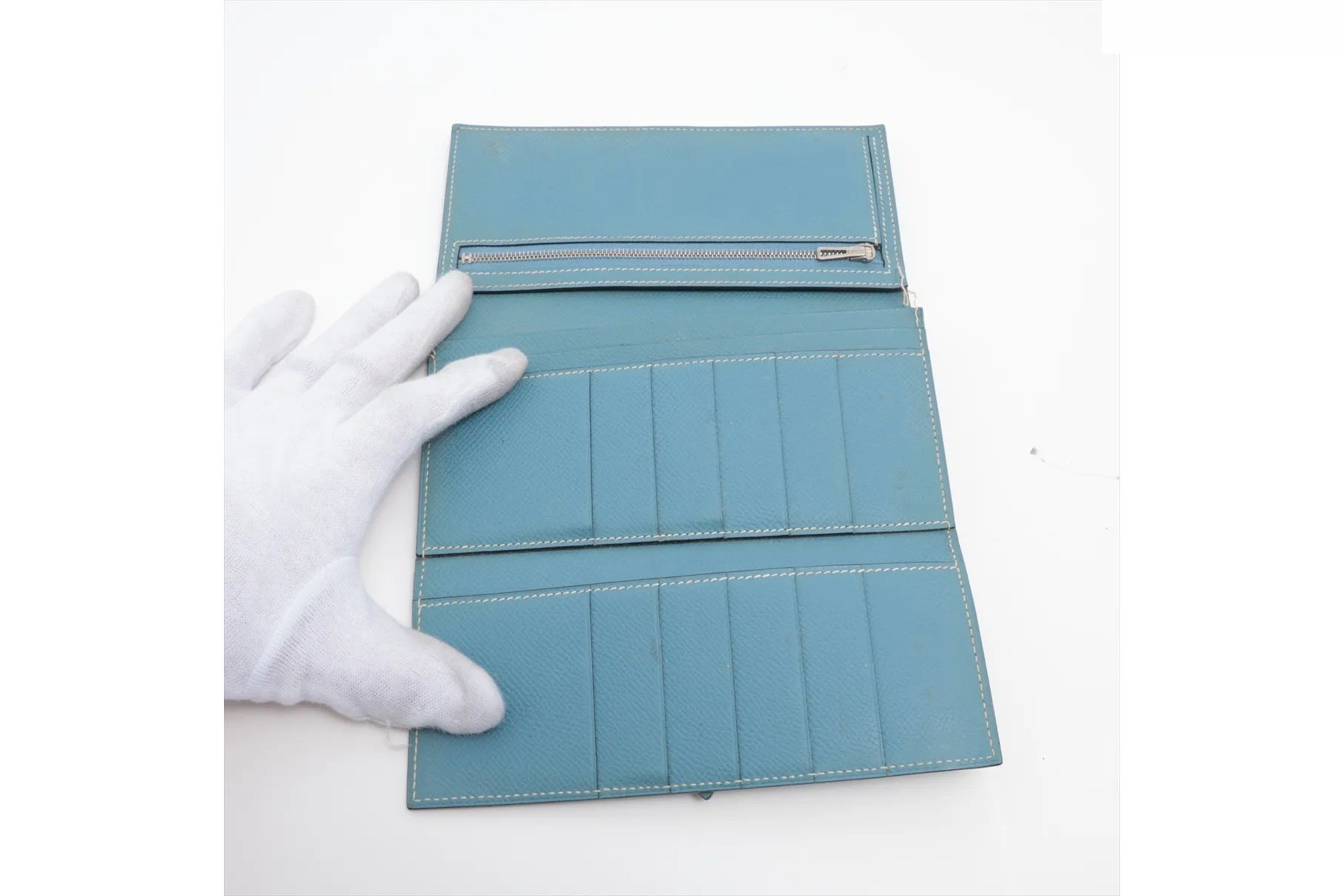 K stamp 2PLIS Bearn Dupli leather long wallet trifold — view 4