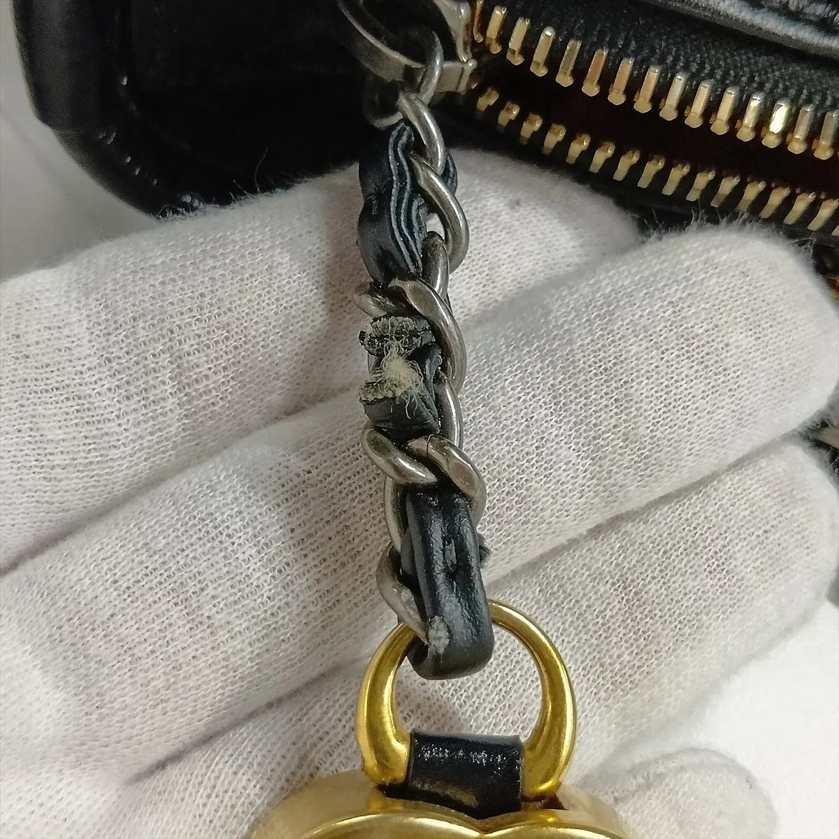 Gabrielle de Chanel Vintage Calfskin Chain Shoulder Bag, Black with Gold and Silver Hardware, 29699016, Serial Number 29 — view 14