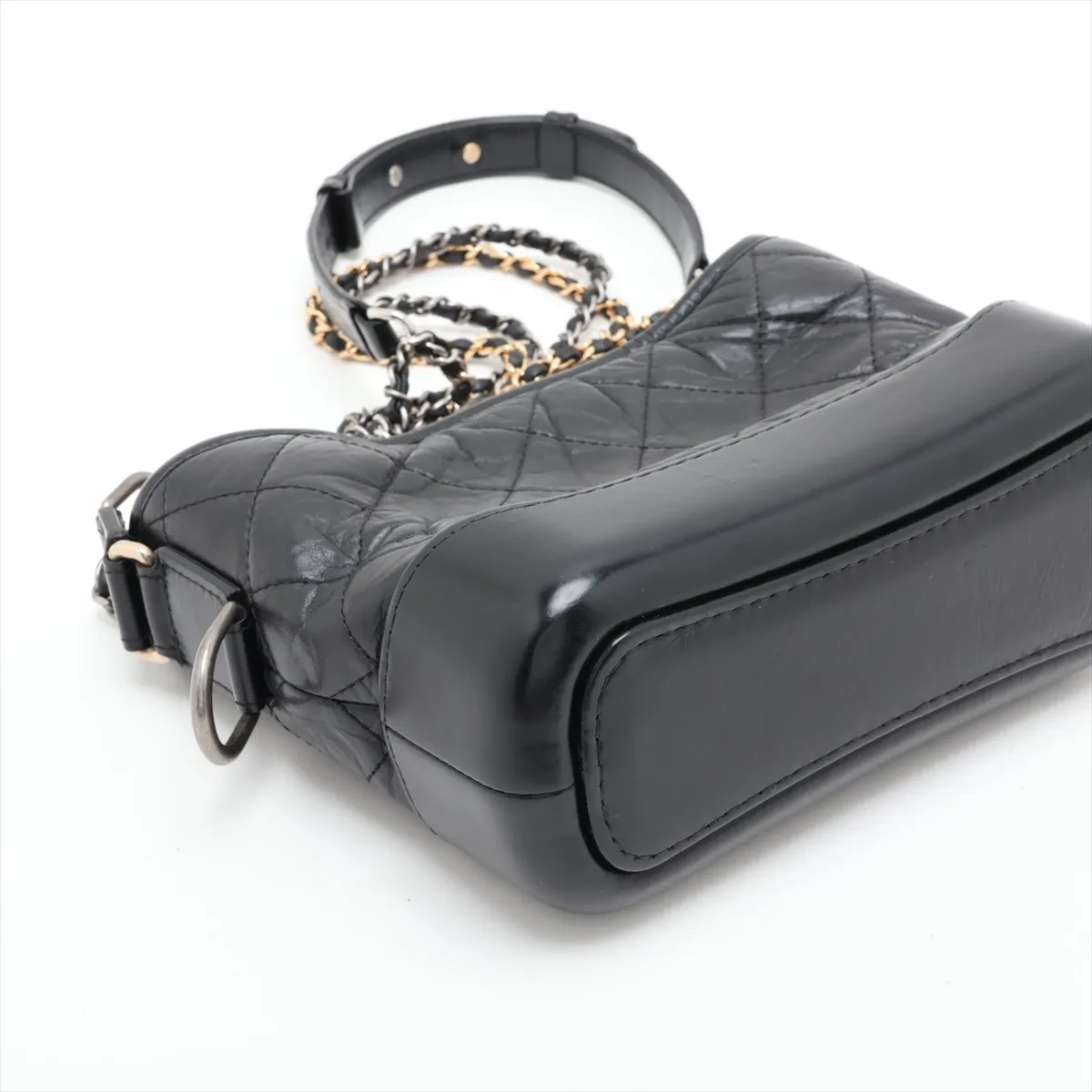Gabrielle de Chanel Vintage Calfskin Chain Shoulder Bag, Black with Gold and Silver Hardware, 29699016, Serial Number 29 — view 4