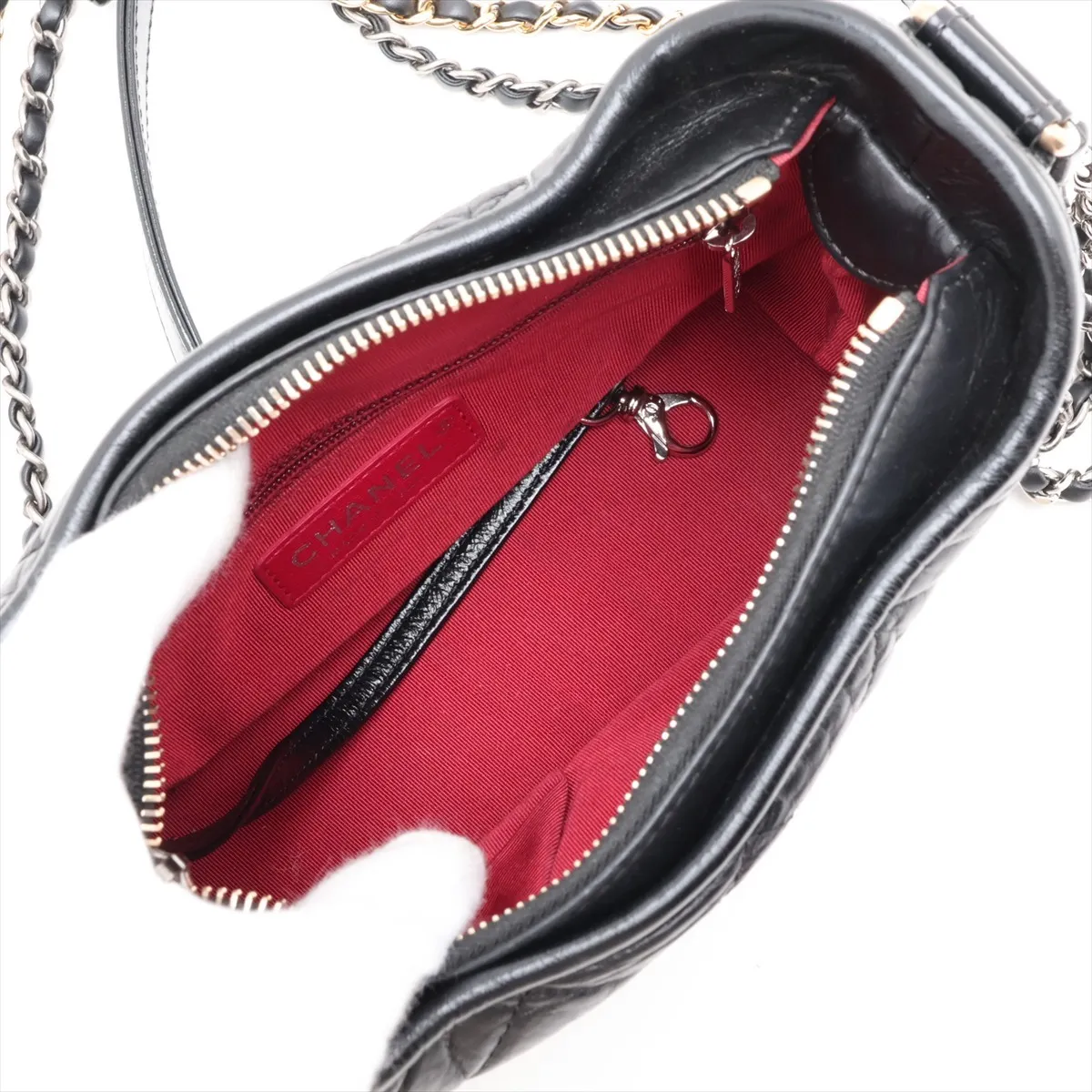 Gabrielle de Chanel Vintage Calfskin Chain Shoulder Bag, Black with Gold and Silver Hardware, 29699016, Serial Number 29 — view 7