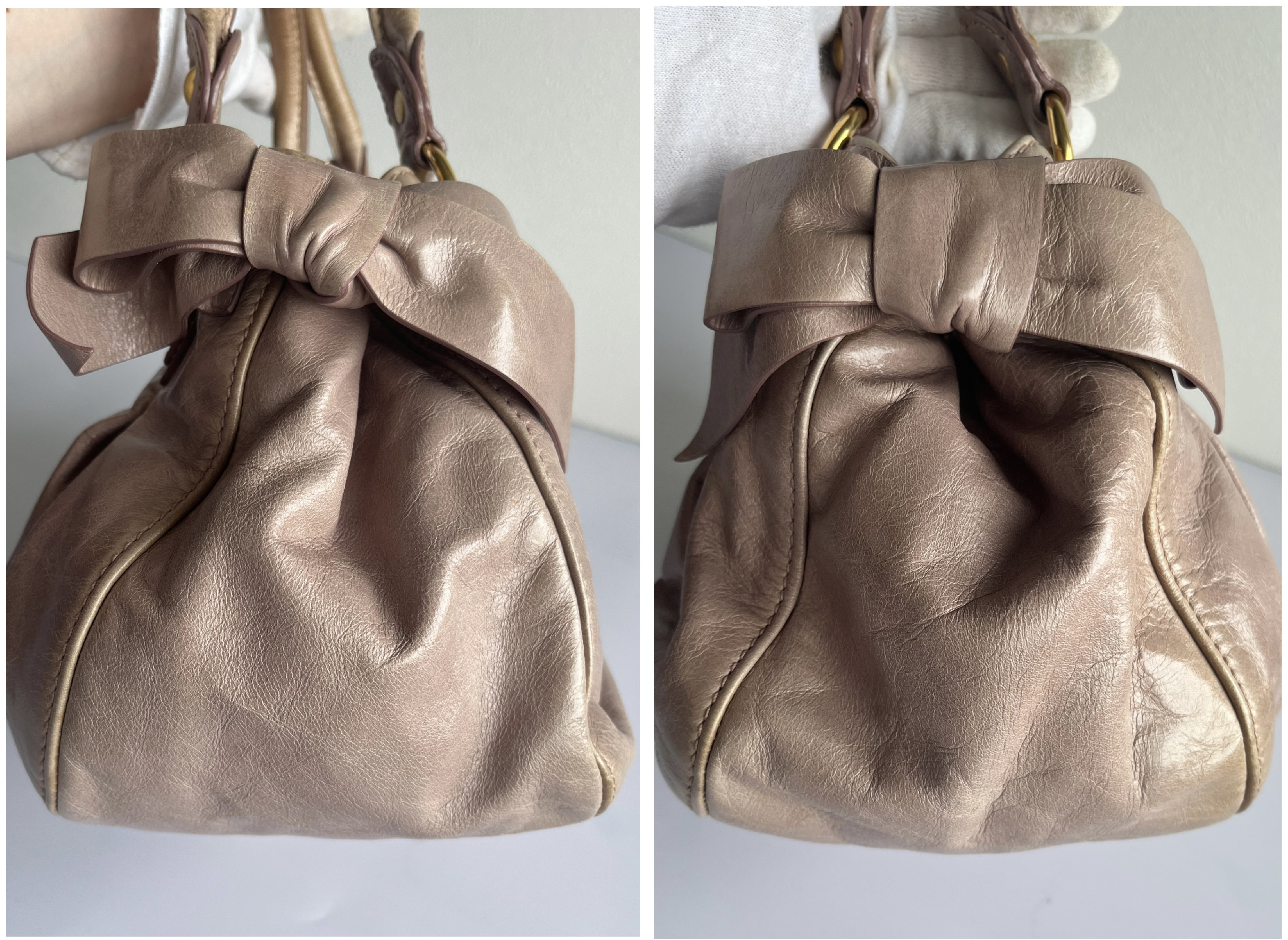 Vitello Luxe Pink Beige 2-Way Handbag with Shoulder Strap (Shoulder Bag) — view 6