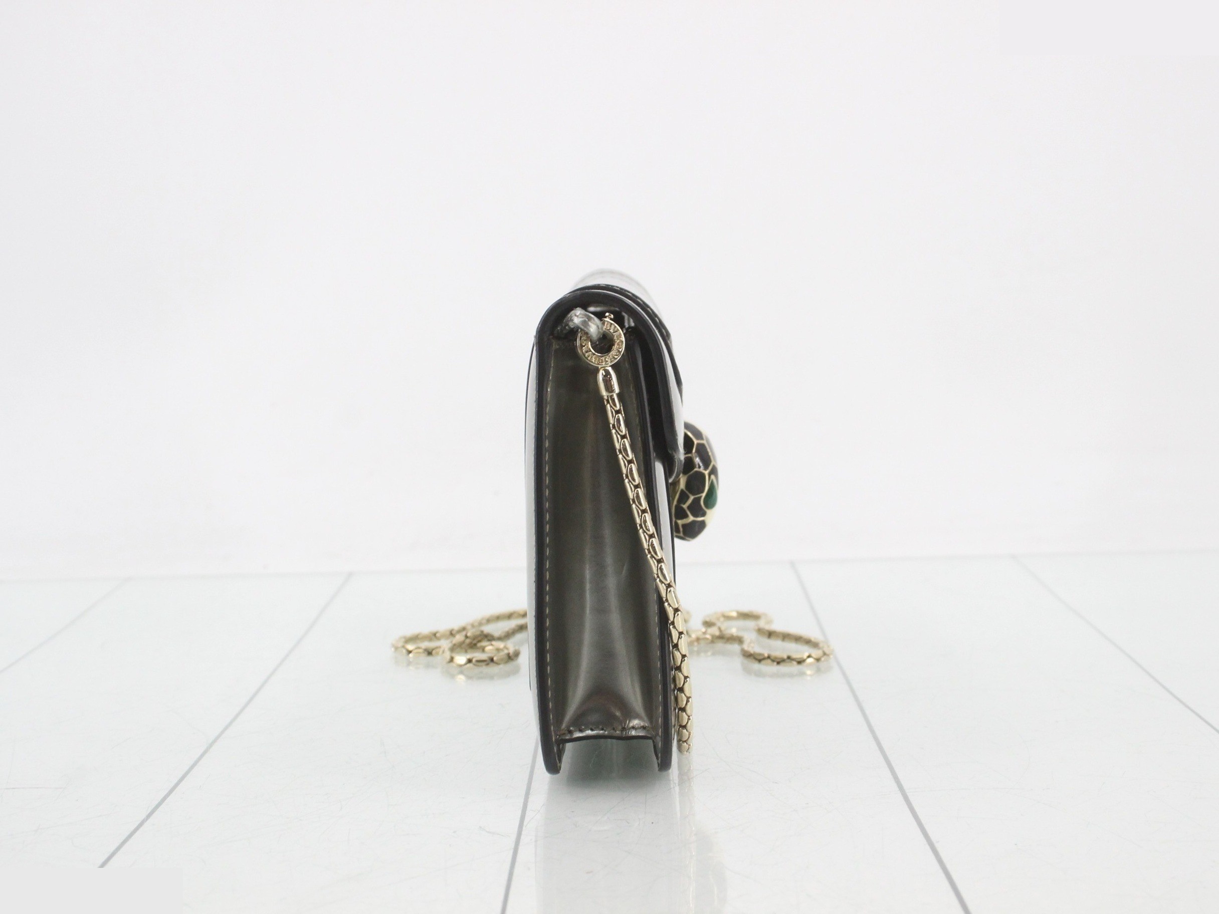 Serpenti Forever Enamel Chain Shoulder Bag, Silver Color — view 4