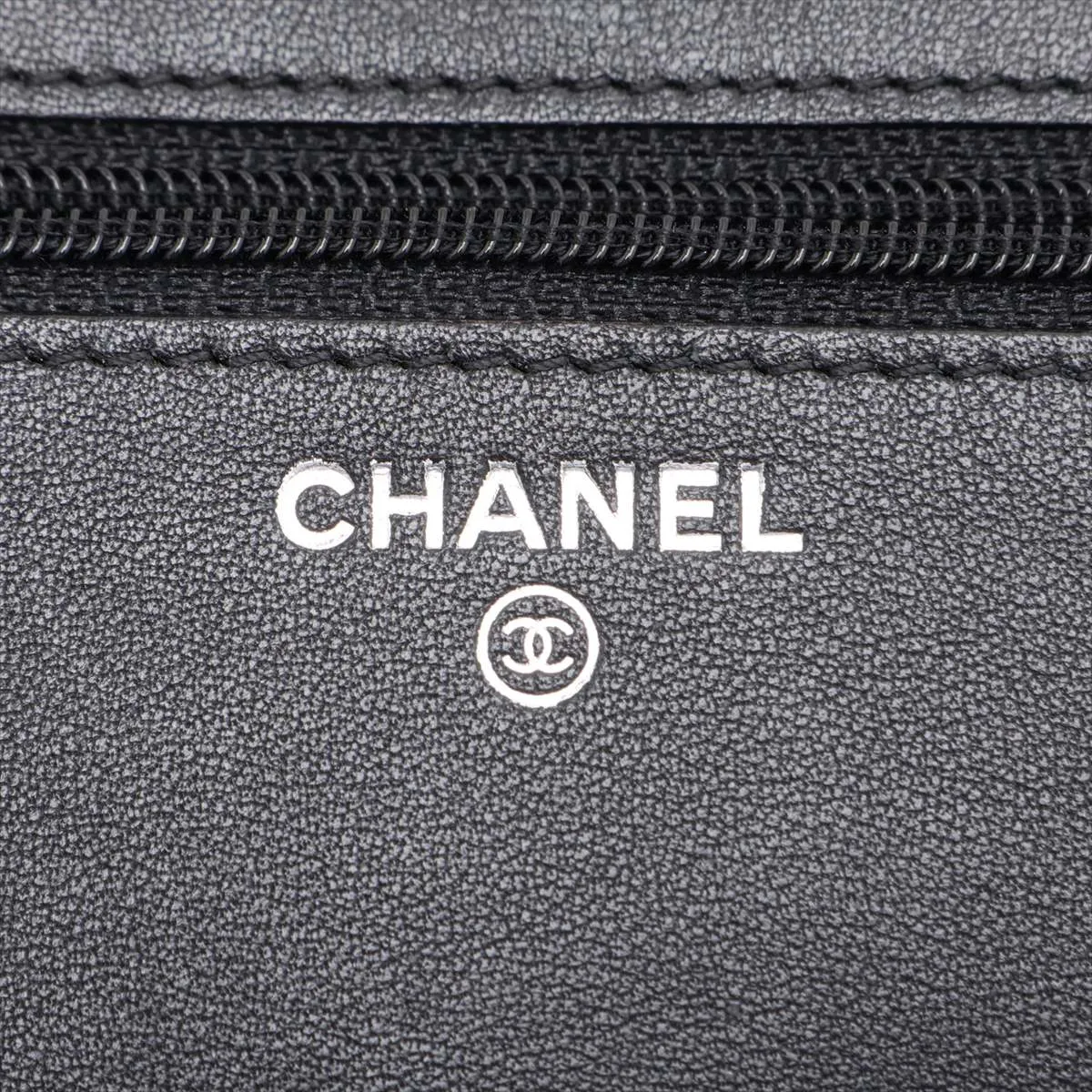 Coco Mark Caviar Skin Chain Wallet, Black with Silver Hardware, 14626034, Series 14 — view 10