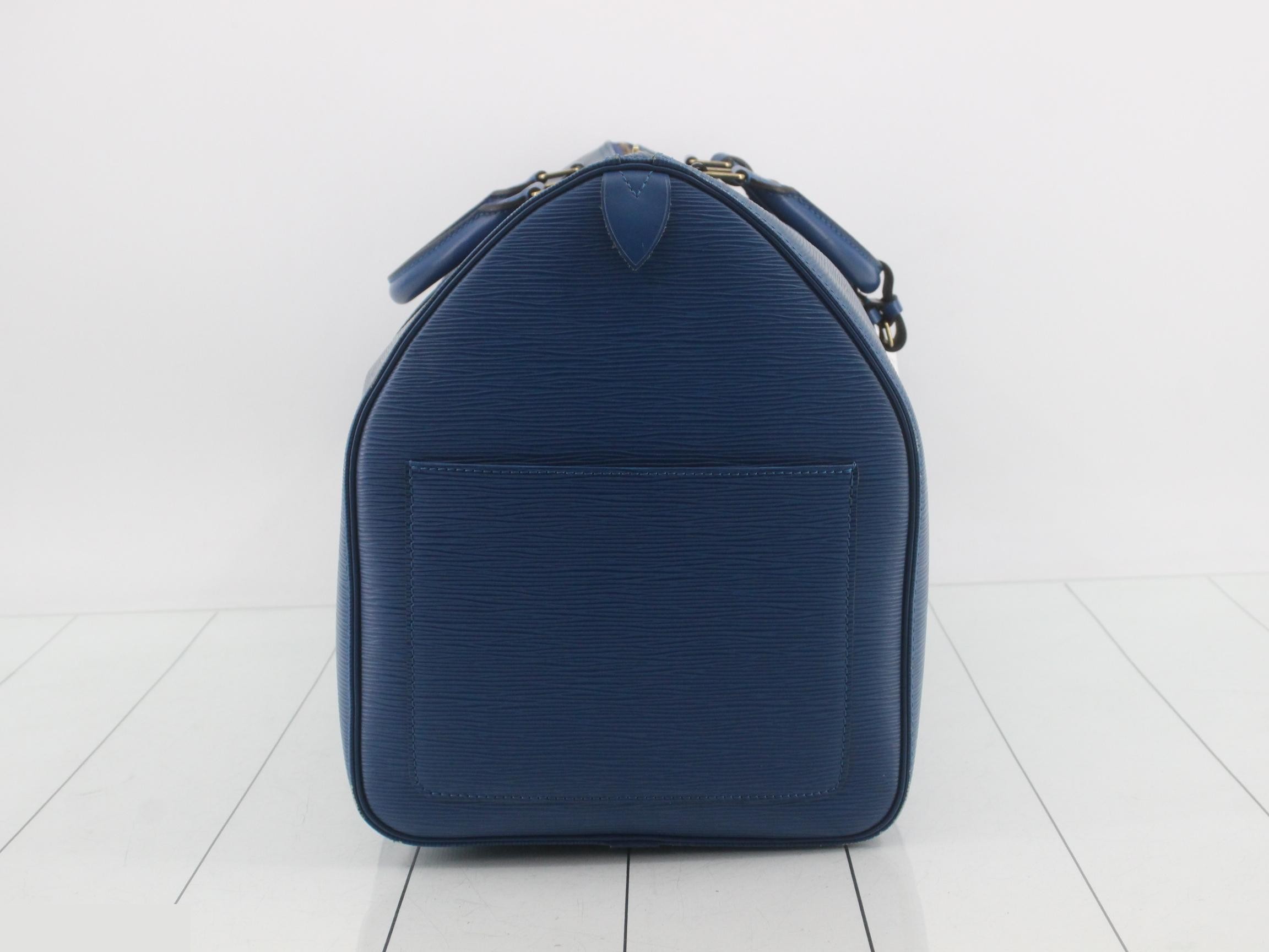 M42955 Keepall 55 Boston Bag, Epi Leather, Toledo Blue — view 3