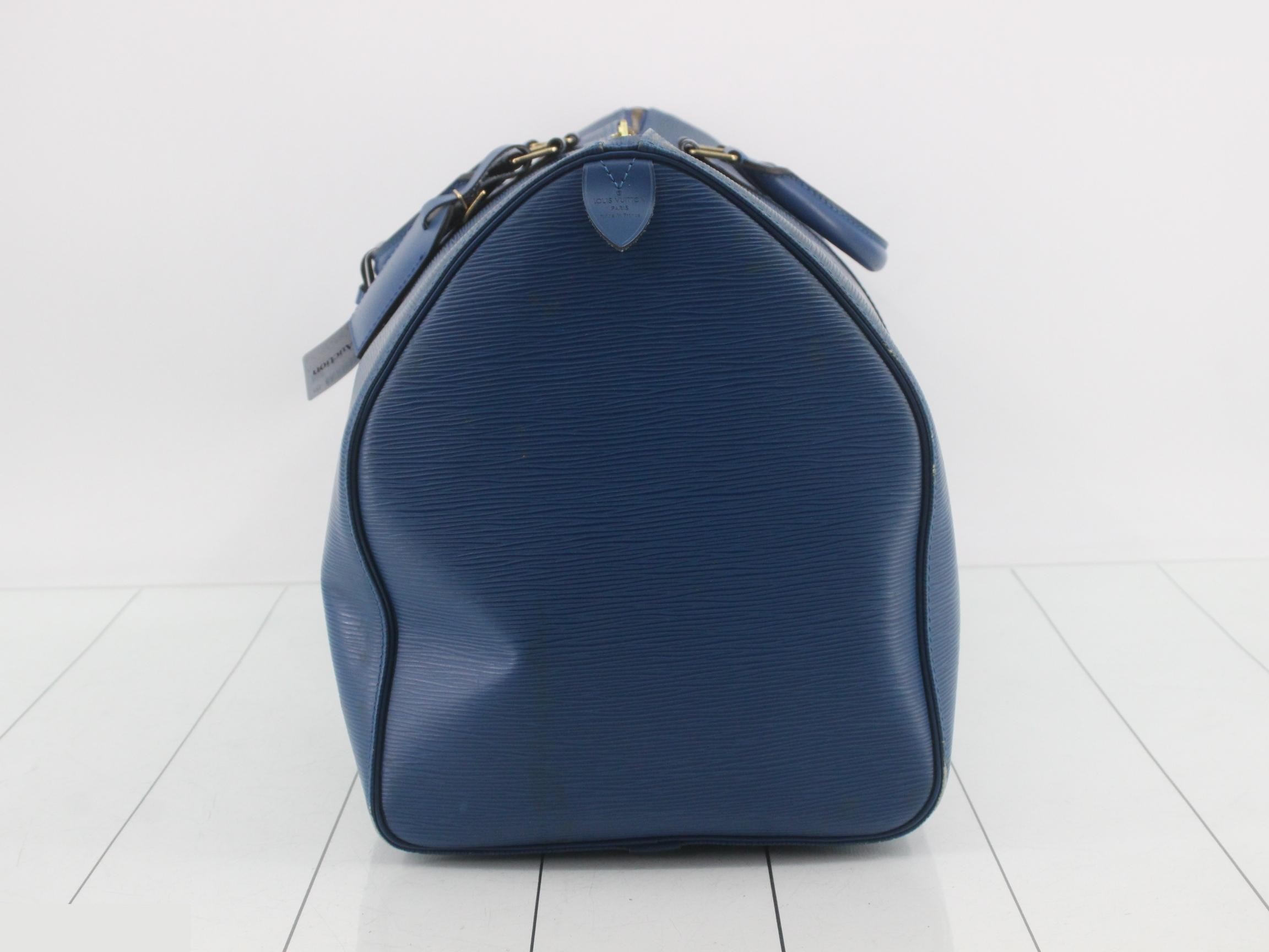 M42955 Keepall 55 Boston Bag, Epi Leather, Toledo Blue — view 4