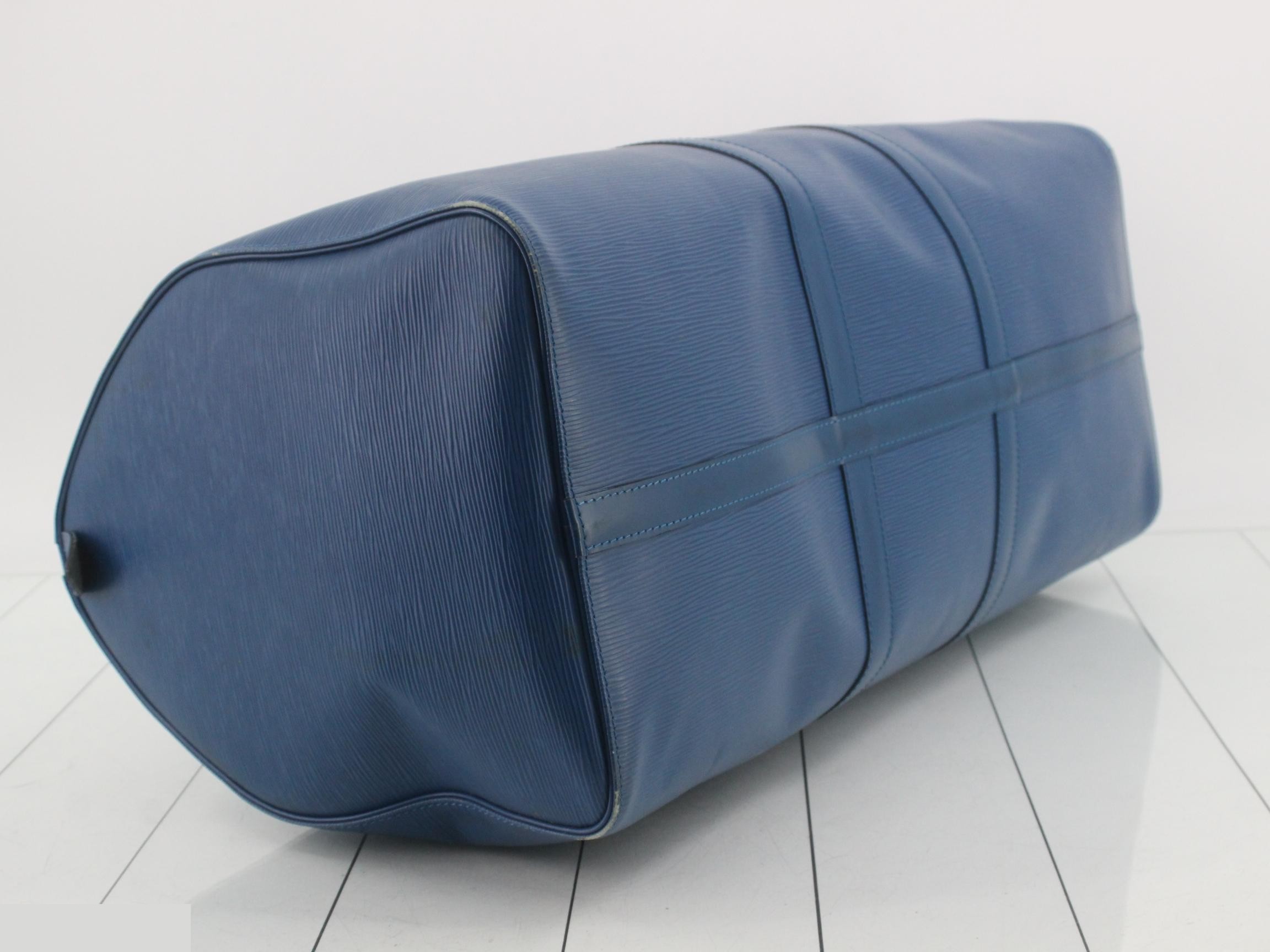 M42955 Keepall 55 Boston Bag, Epi Leather, Toledo Blue — view 5