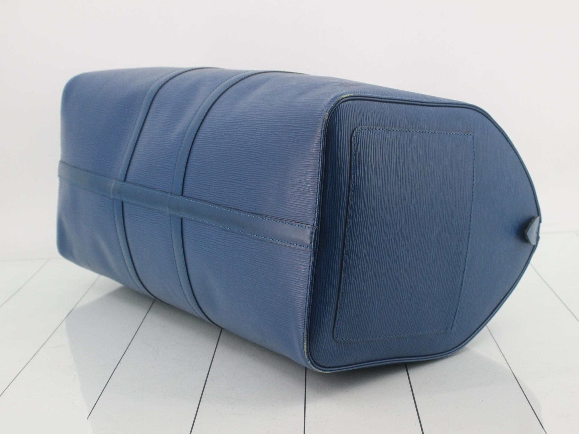 M42955 Keepall 55 Boston Bag, Epi Leather, Toledo Blue — view 6