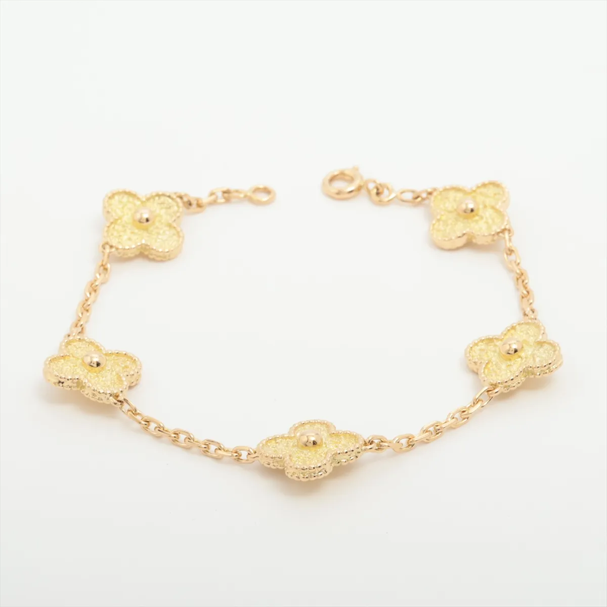 Vintage Alhambra 5P Bracelet 750 (Yellow Gold) 14.0g AL0200YG195 (Some dents)