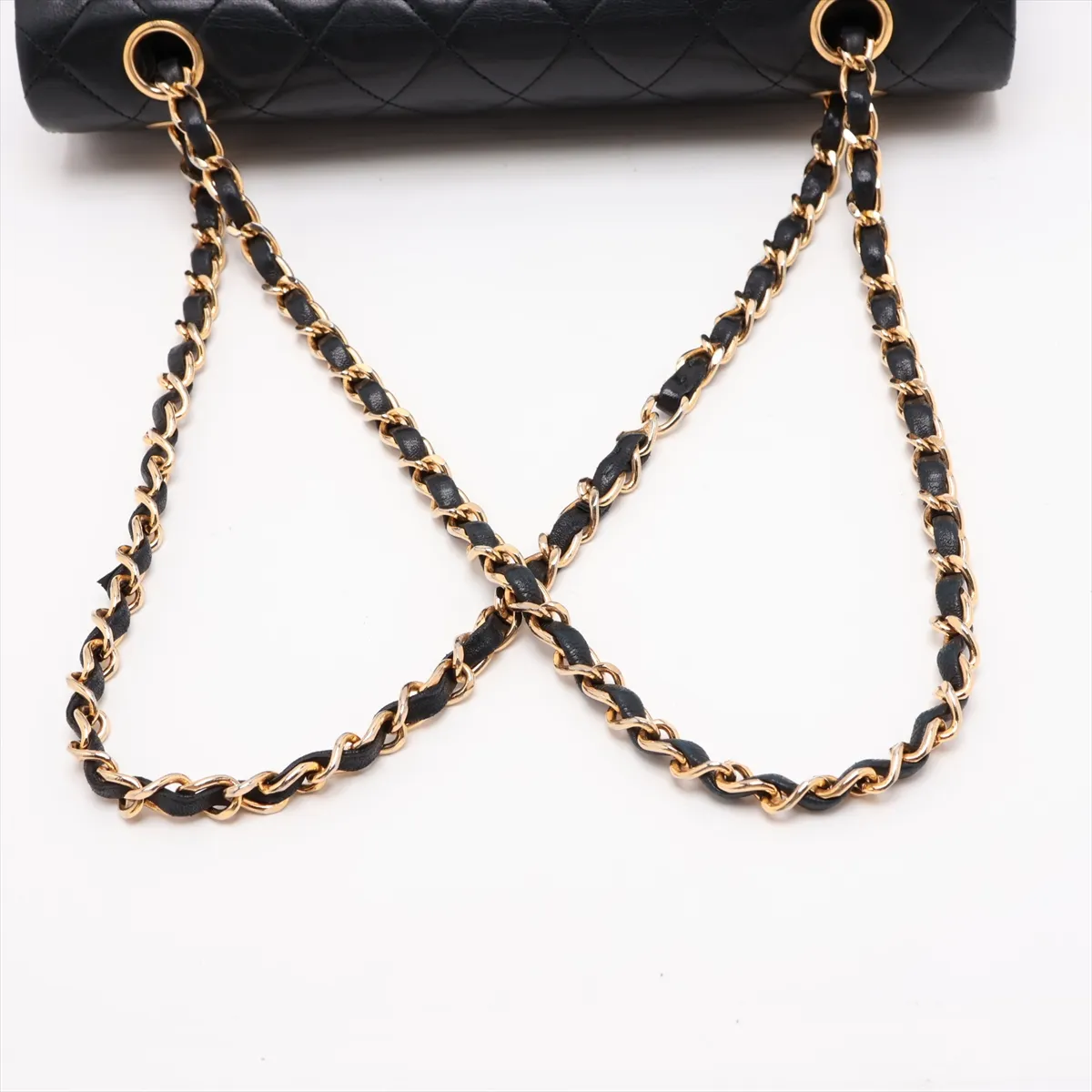 [Individually packaged] Chanel Matelassé 25 Lambskin Double Flap Double Chain Bag, Black with Gold Hardware, 1440384, Series 1, A01112 — view 5