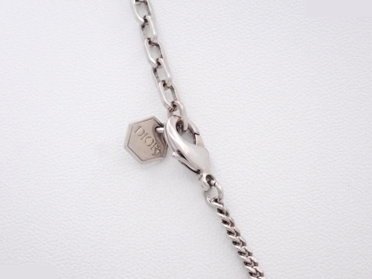Logo stone silver necklace, chain approximately 56cm — view 2