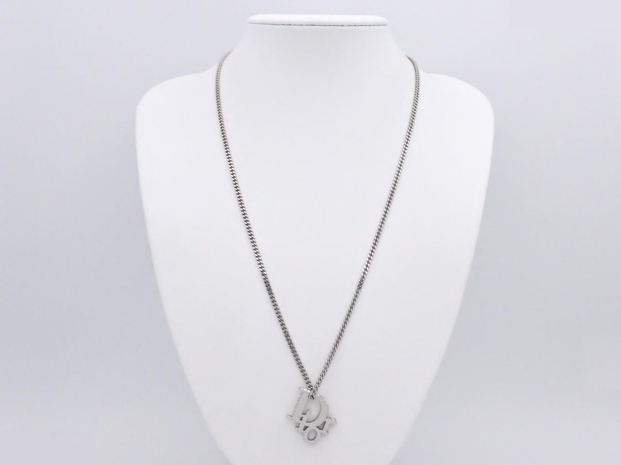 Logo stone silver necklace, chain approximately 56cm — view 3